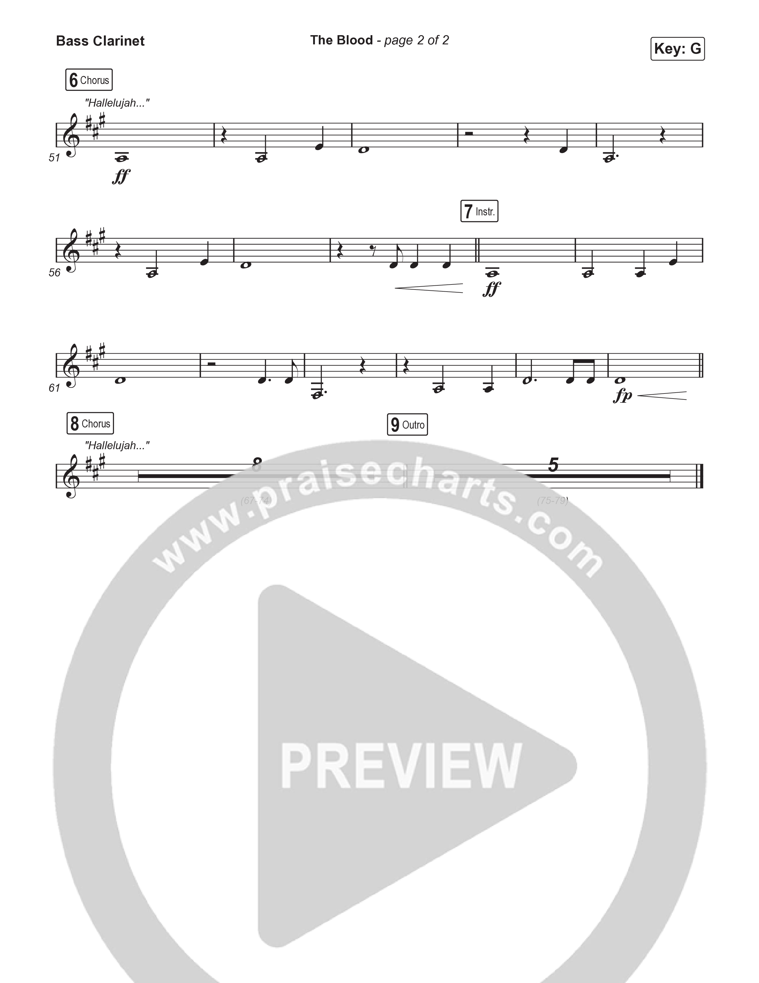 The Blood (Choral Anthem SATB) Bass Clarinet (Bethel Music / David Funk / Arr. Luke Gambill)