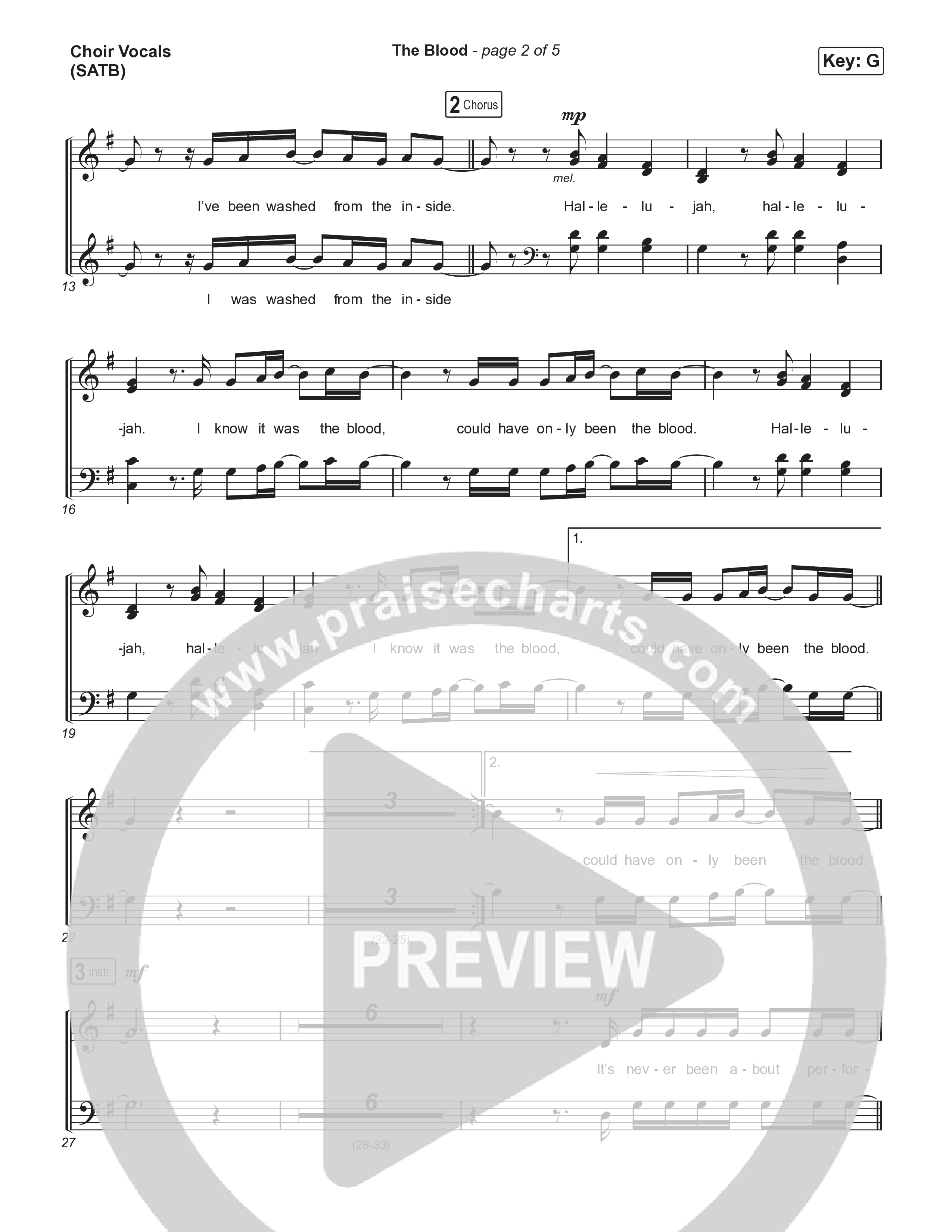 The Blood (Choral Anthem SATB) Choir Sheet (SATB) (Bethel Music / David Funk / Arr. Luke Gambill)