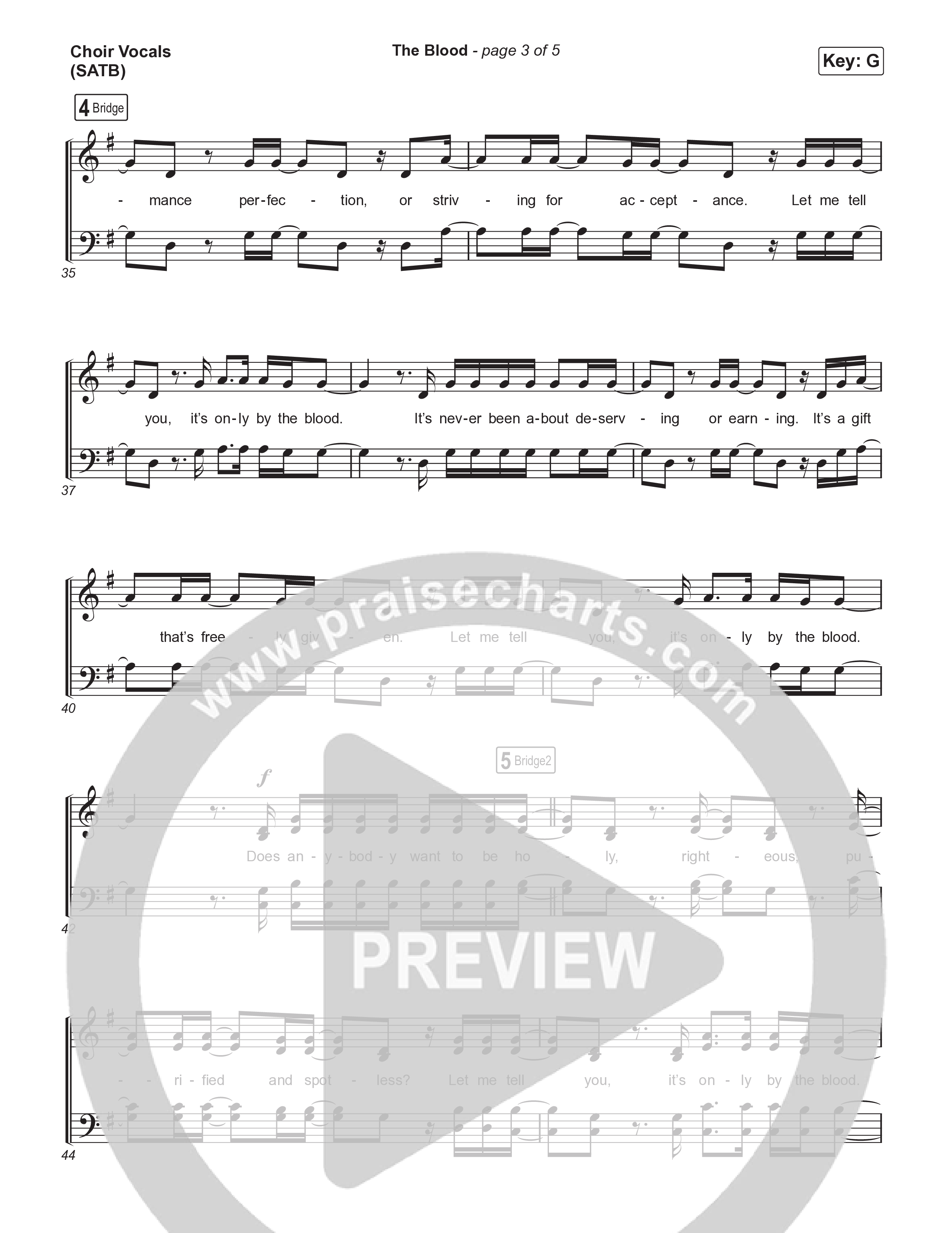 The Blood (Choral Anthem SATB) Choir Sheet (SATB) (Bethel Music / David Funk / Arr. Luke Gambill)