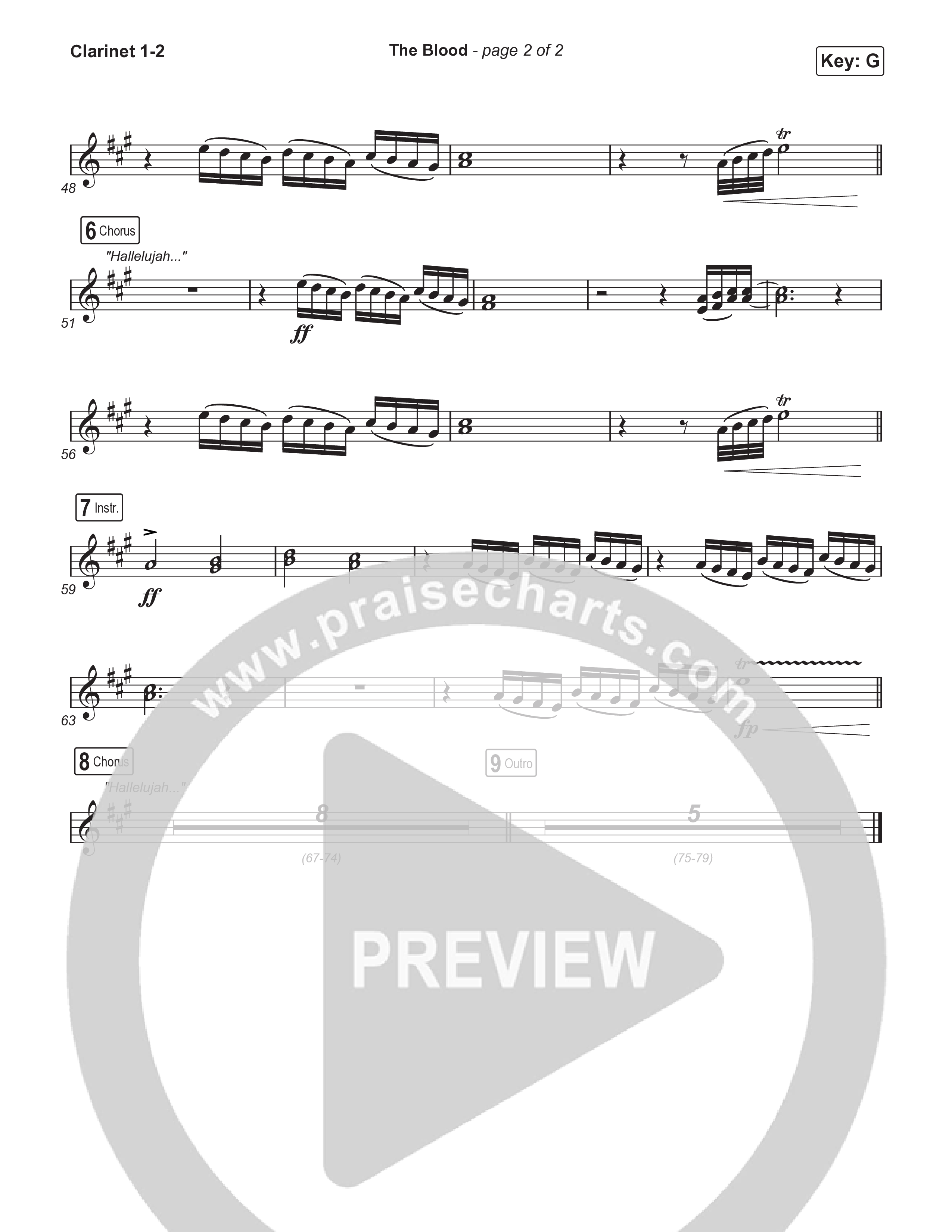 The Blood (Choral Anthem SATB) Clarinet 1,2 (Bethel Music / David Funk / Arr. Luke Gambill)