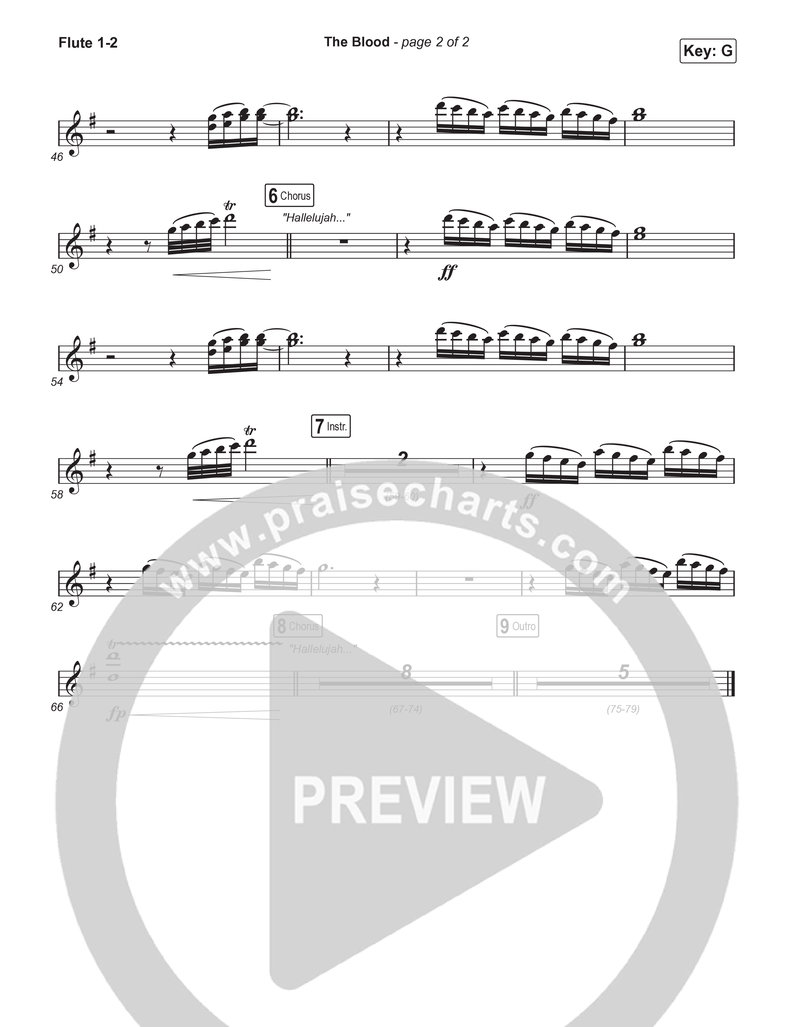 The Blood (Choral Anthem SATB) Flute 1,2 (Bethel Music / David Funk / Arr. Luke Gambill)