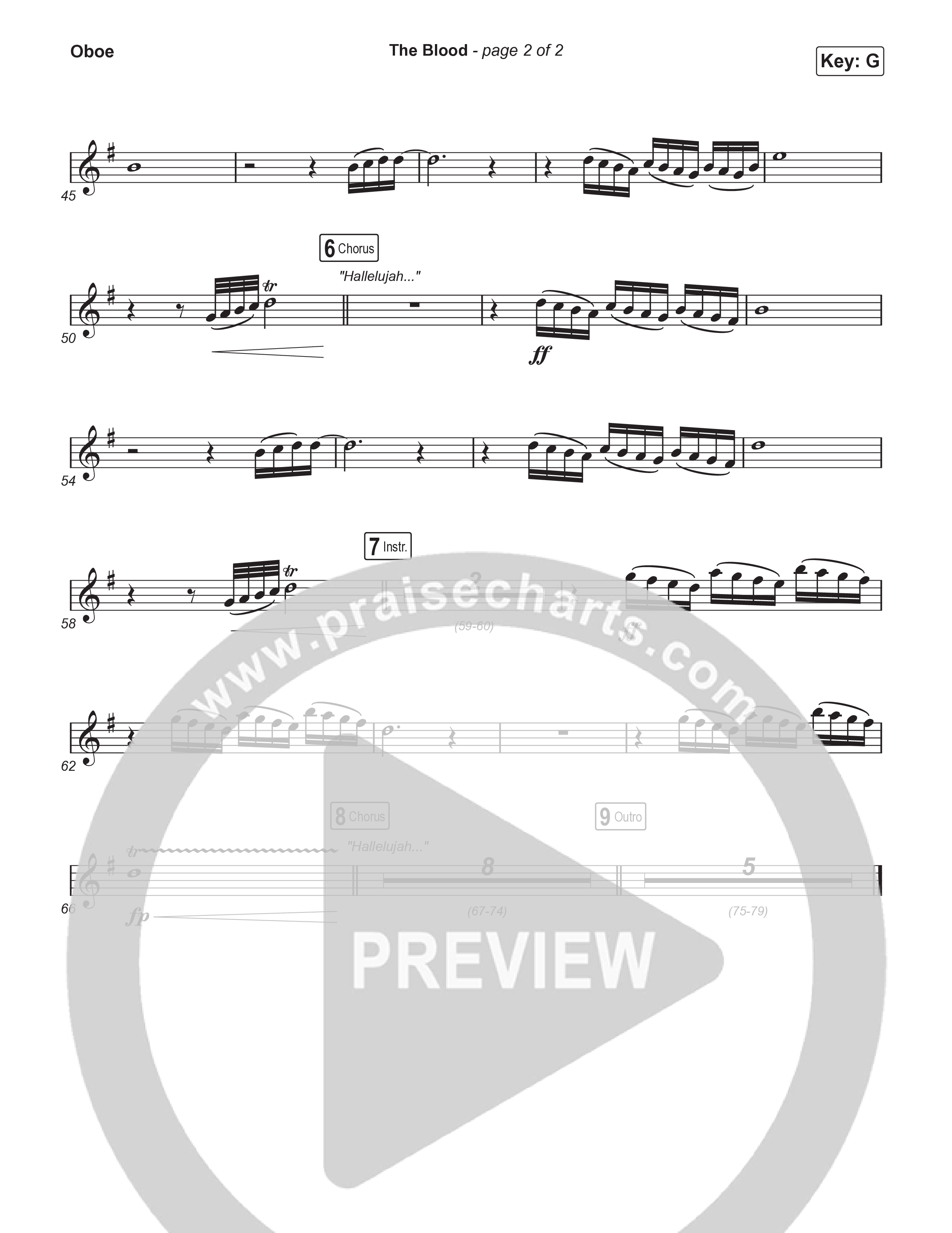 The Blood (Choral Anthem SATB) Oboe (Bethel Music / David Funk / Arr. Luke Gambill)