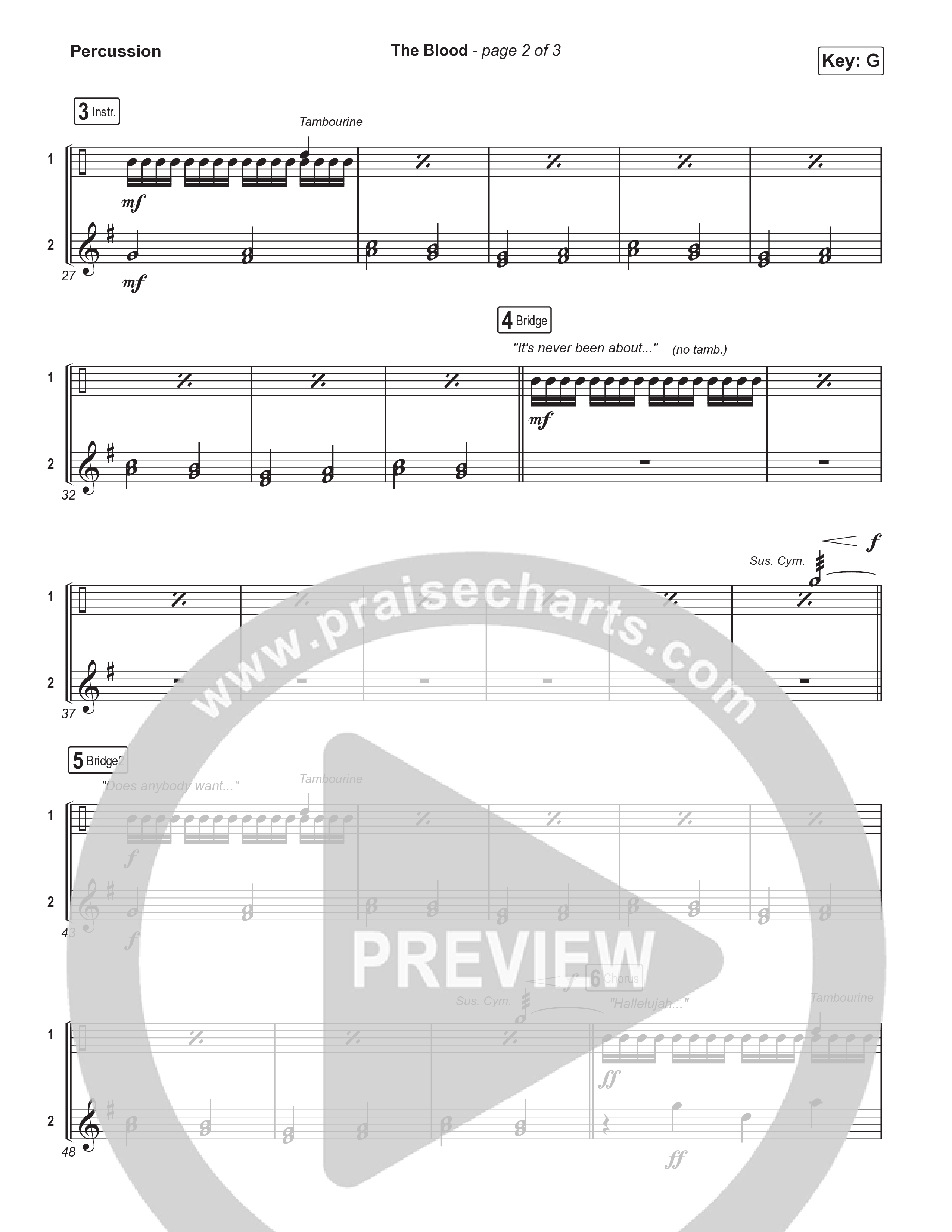 The Blood (Choral Anthem SATB) Percussion (Bethel Music / David Funk / Arr. Luke Gambill)