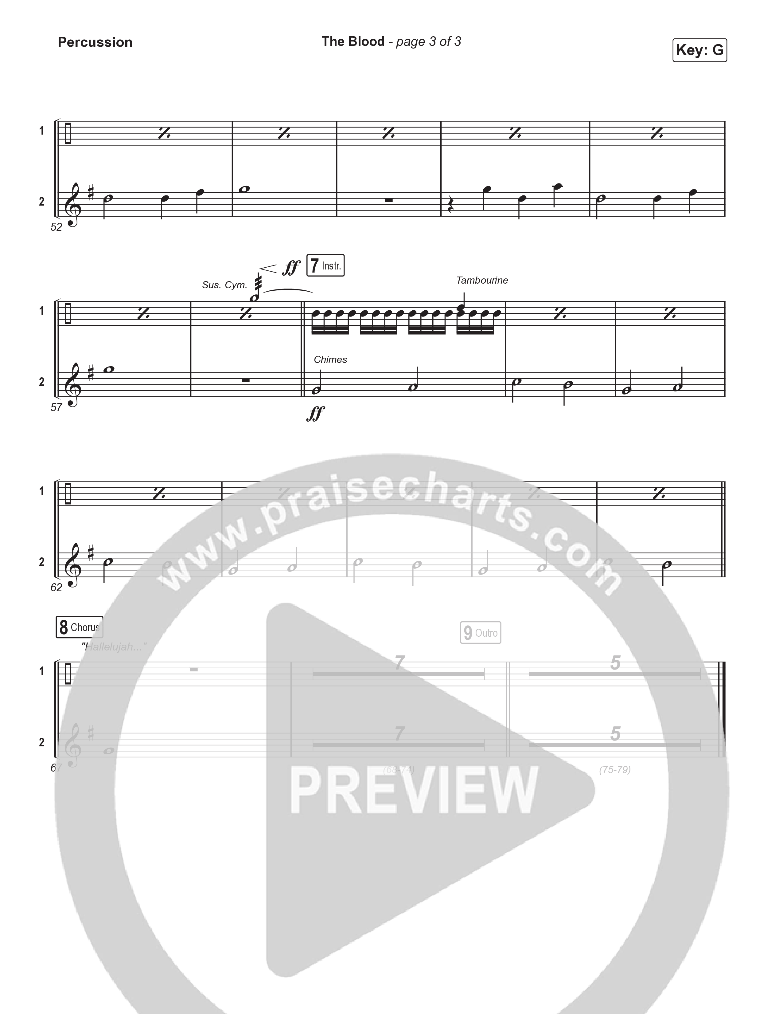 The Blood (Choral Anthem SATB) Percussion (Bethel Music / David Funk / Arr. Luke Gambill)