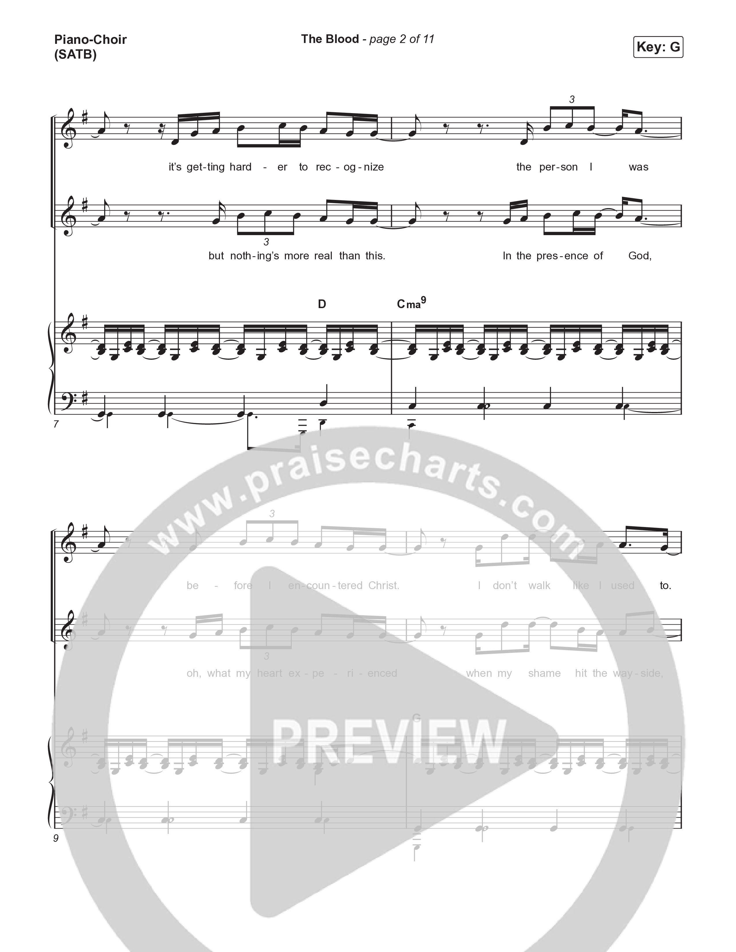 The Blood (Choral Anthem SATB) Piano/Vocal (SATB) (Bethel Music / David Funk / Arr. Luke Gambill)