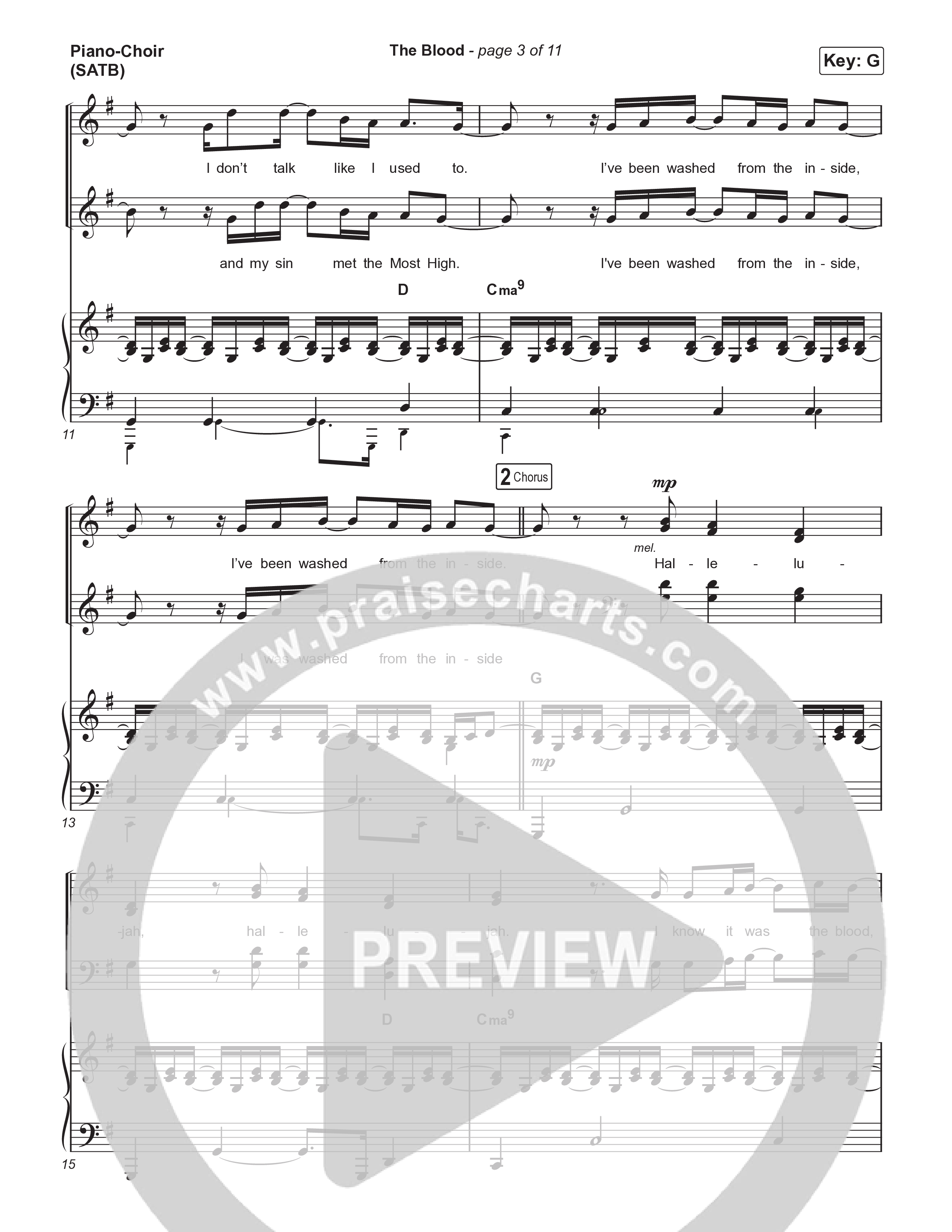 The Blood (Choral Anthem SATB) Piano/Vocal (SATB) (Bethel Music / David Funk / Arr. Luke Gambill)