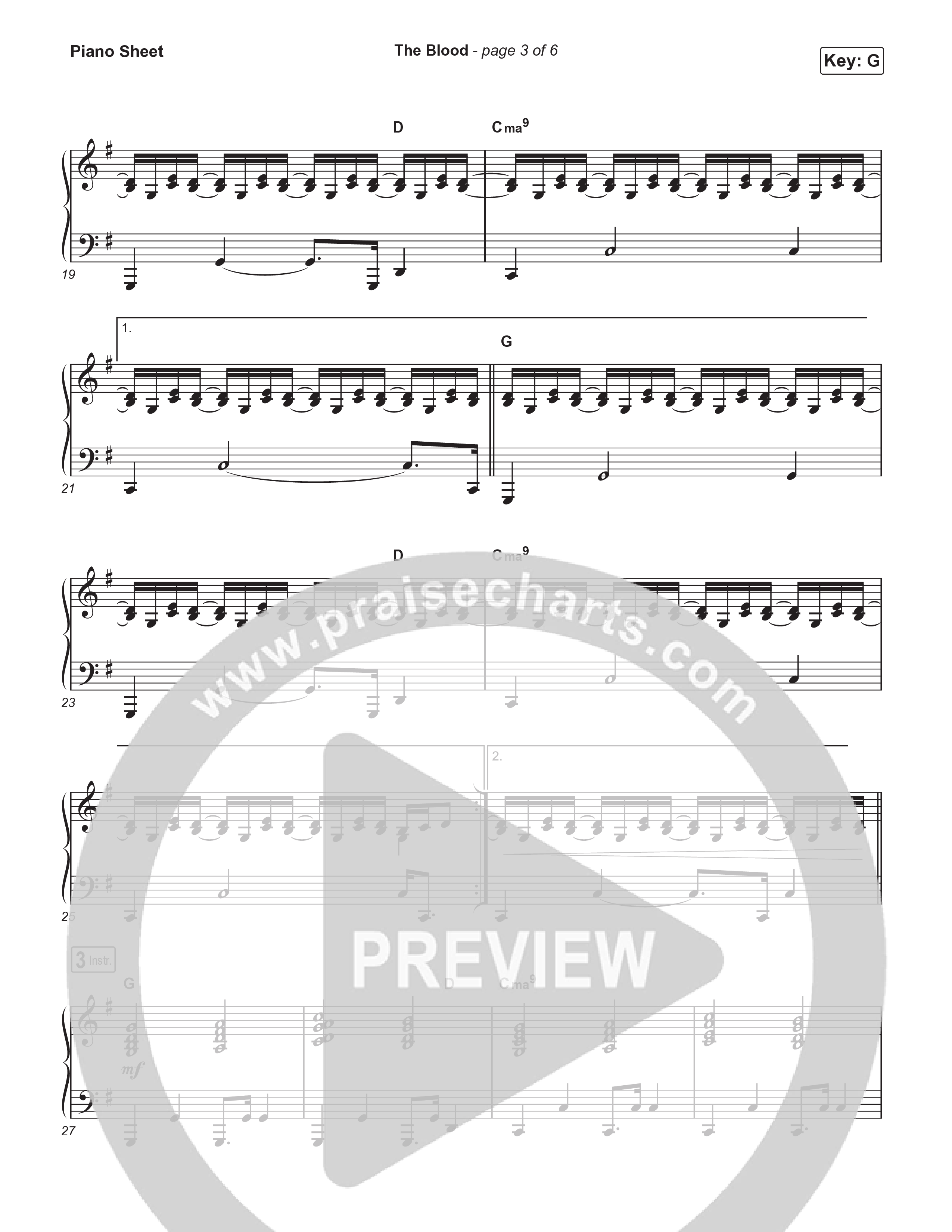 The Blood (Choral Anthem SATB) Piano Sheet (Bethel Music / David Funk / Arr. Luke Gambill)
