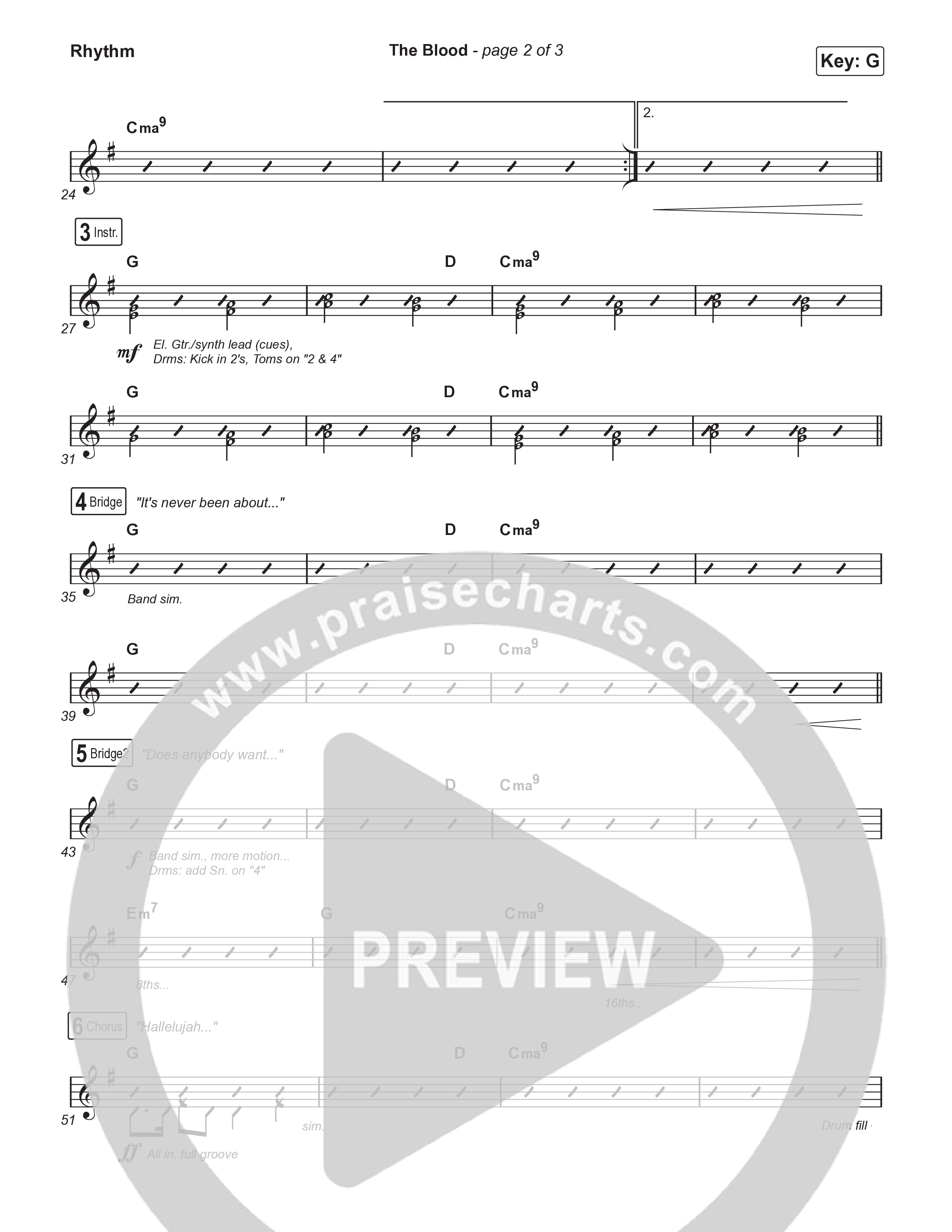 The Blood (Choral Anthem SATB) Rhythm Chart (Bethel Music / David Funk / Arr. Luke Gambill)