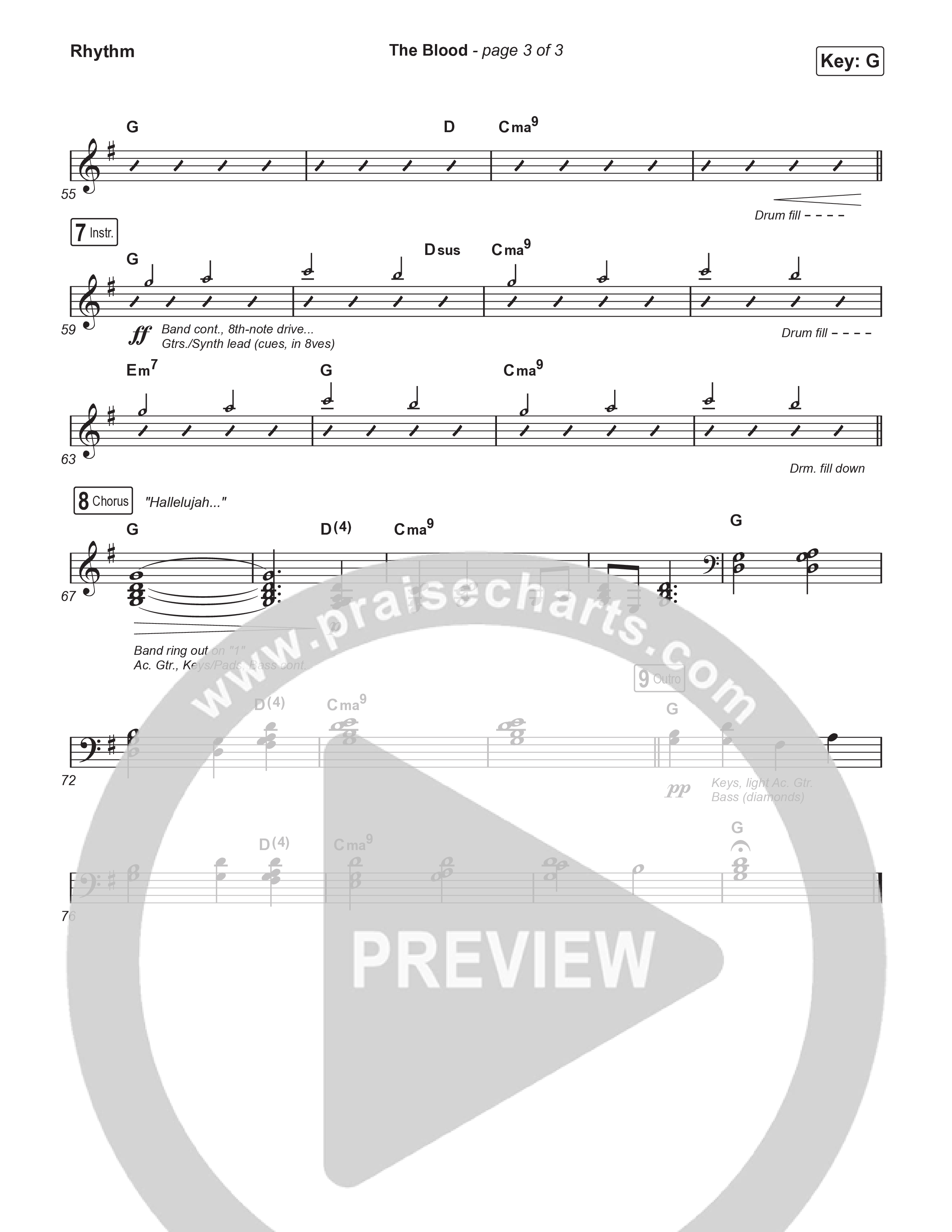 The Blood (Choral Anthem SATB) Rhythm Chart (Bethel Music / David Funk / Arr. Luke Gambill)