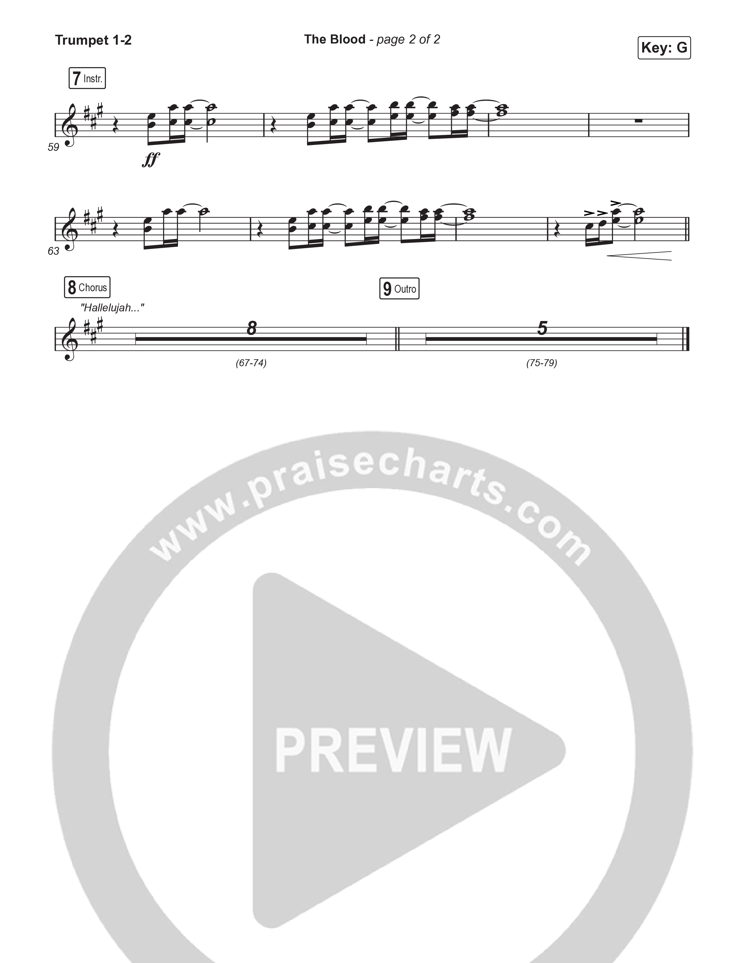 The Blood (Choral Anthem SATB) Trumpet 1,2 (Bethel Music / David Funk / Arr. Luke Gambill)