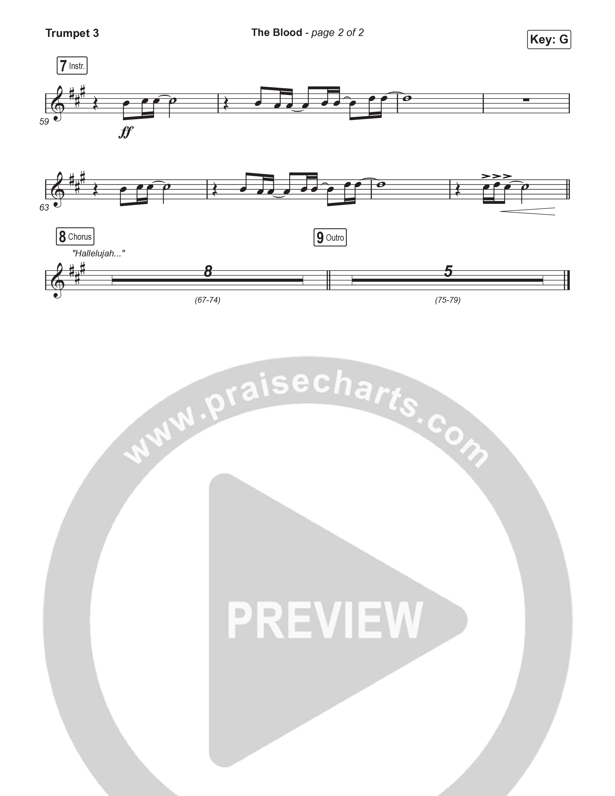 The Blood (Choral Anthem SATB) Trumpet 3 (Bethel Music / David Funk / Arr. Luke Gambill)