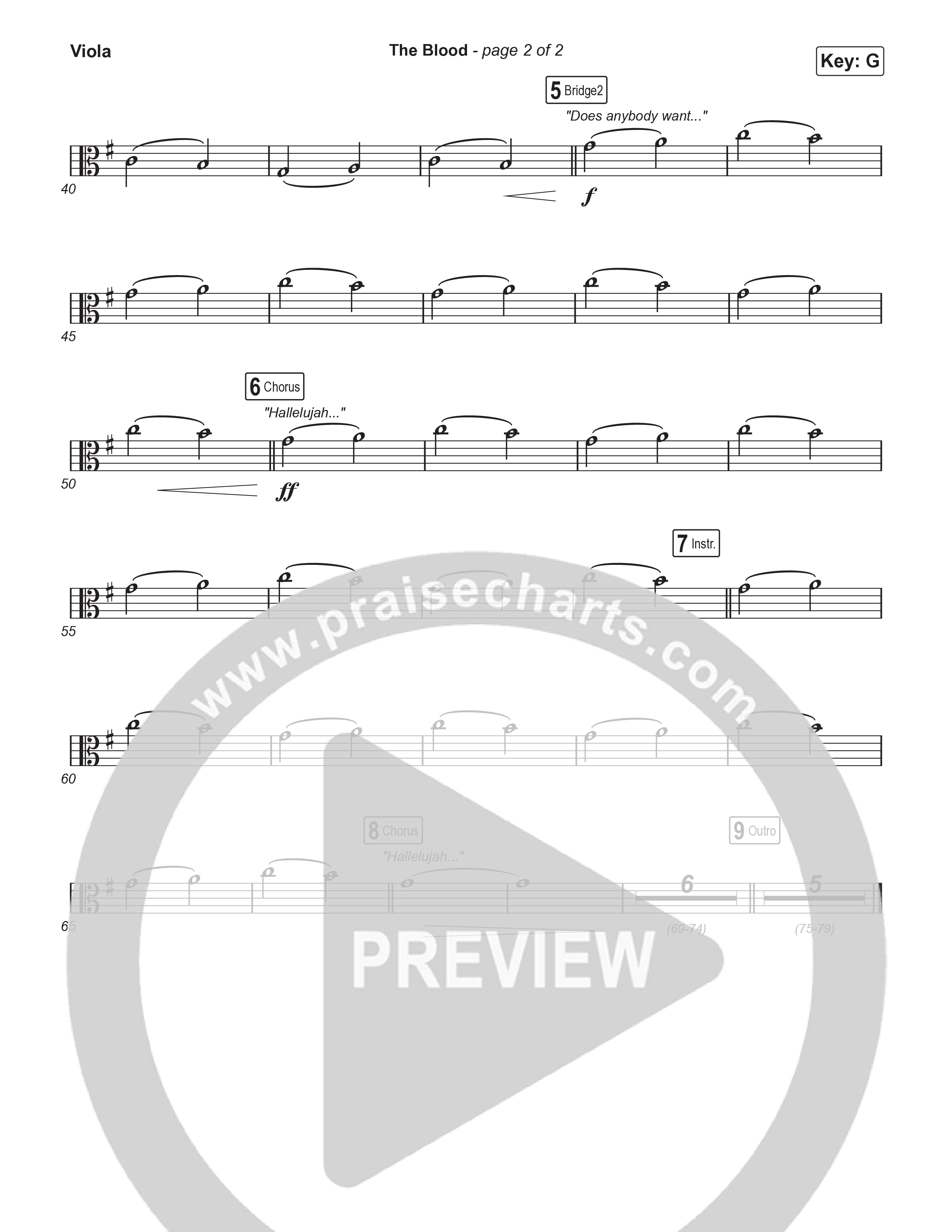 The Blood (Choral Anthem SATB) Viola (Bethel Music / David Funk / Arr. Luke Gambill)