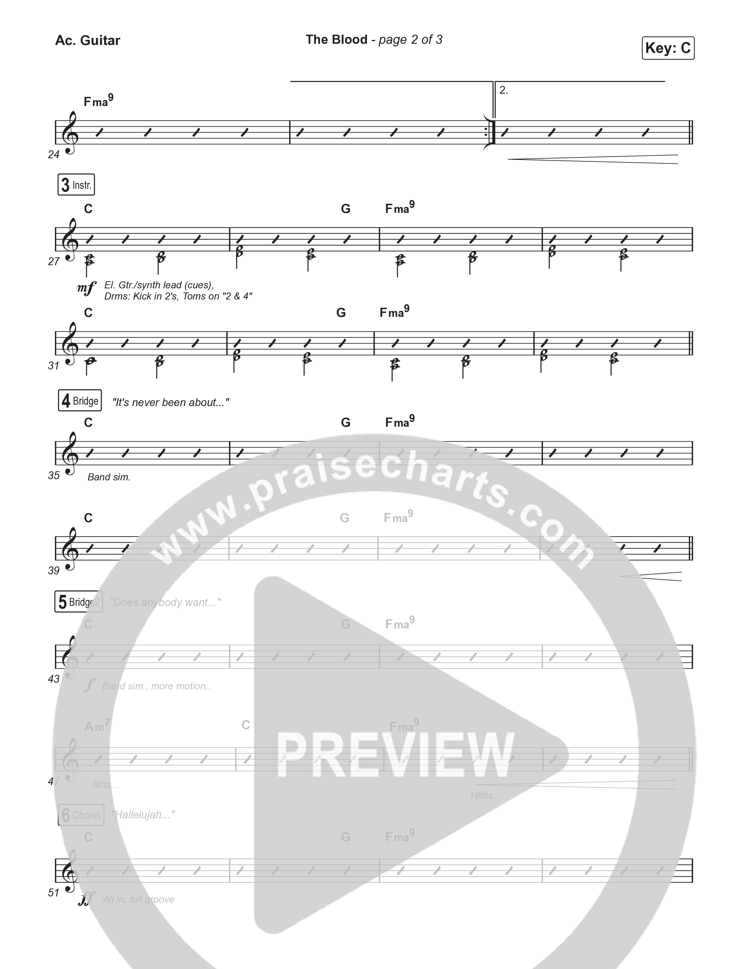 The Blood (Sing It Now) Acoustic Guitar (Bethel Music / David Funk / Arr. Luke Gambill)