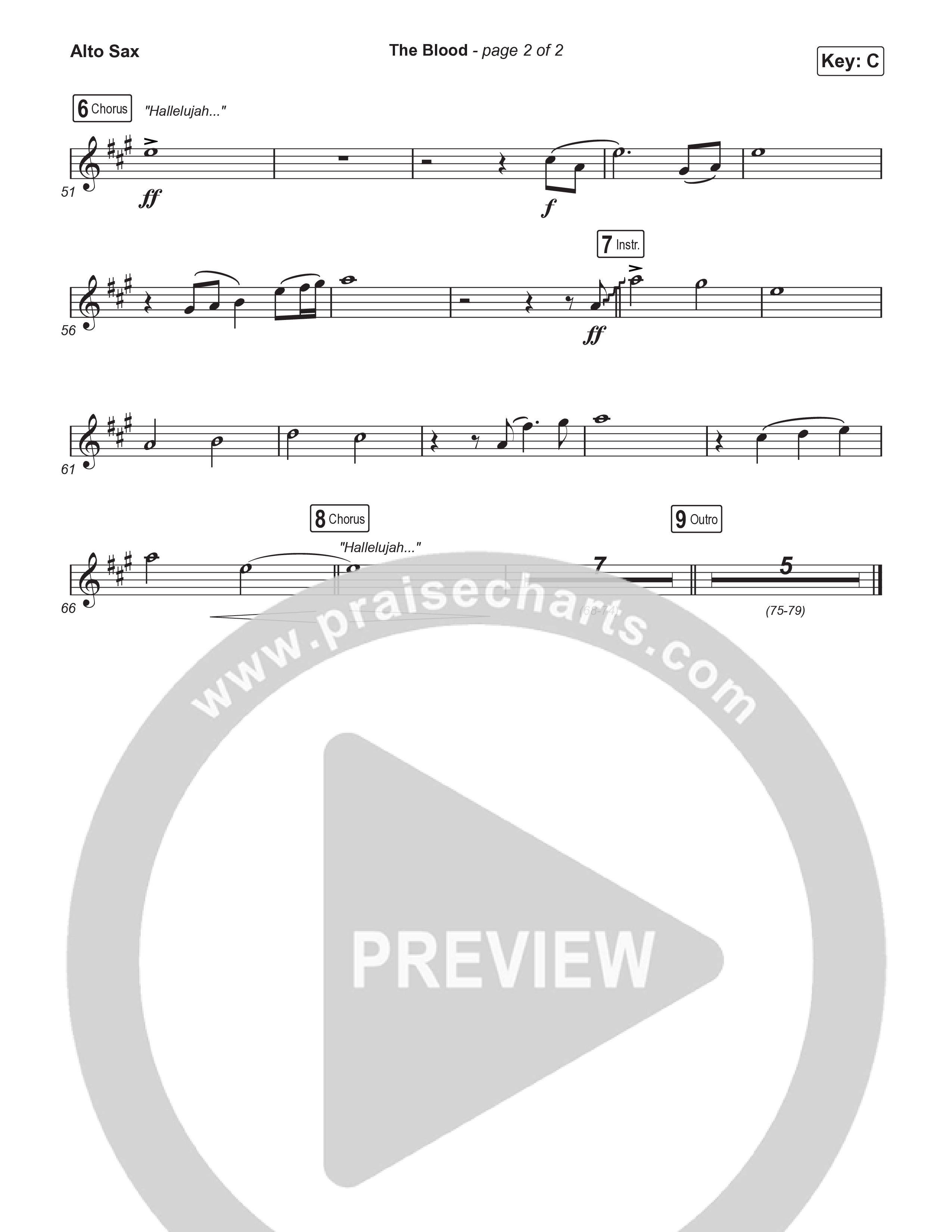 The Blood (Sing It Now) Alto Sax (Bethel Music / David Funk / Arr. Luke Gambill)