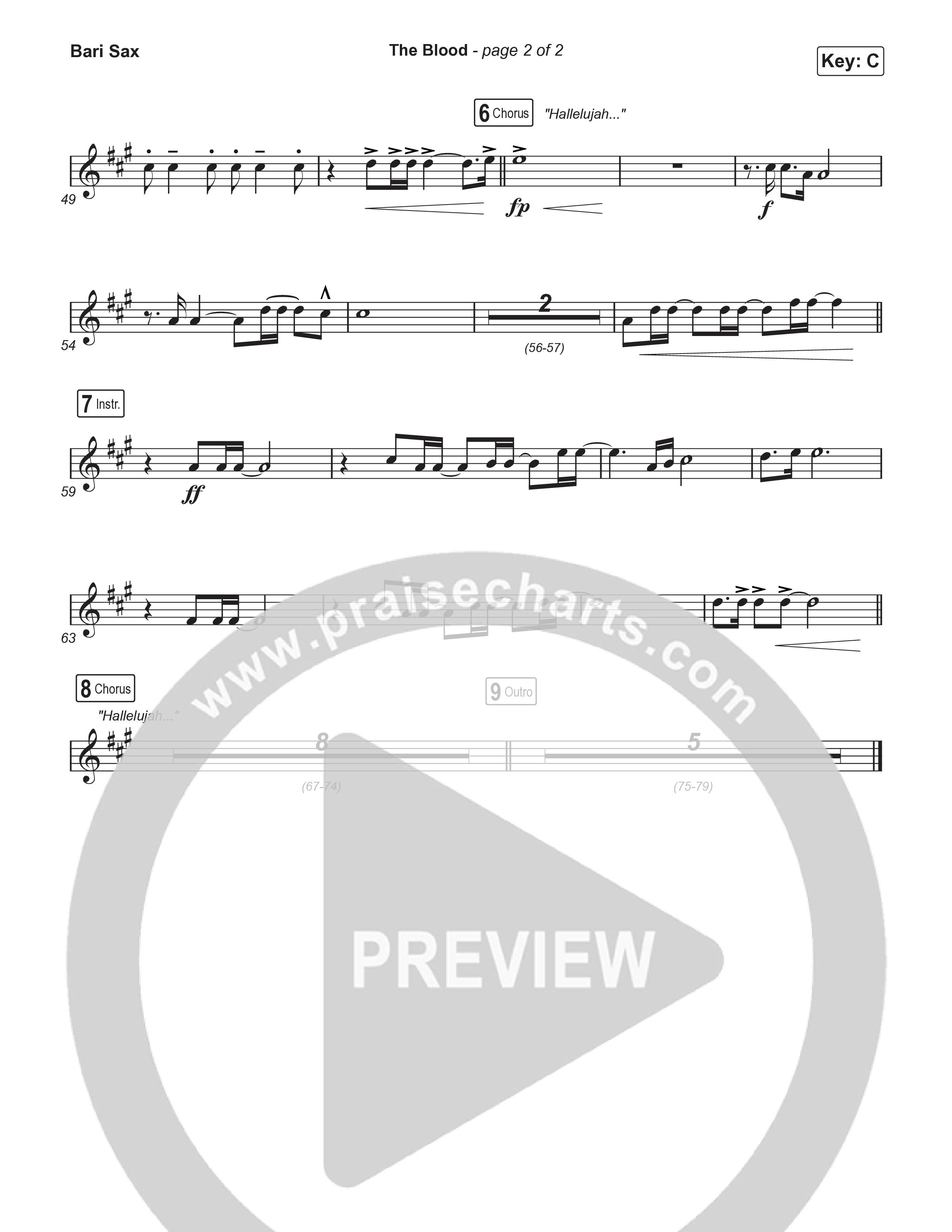 The Blood (Sing It Now) Bari Sax (Bethel Music / David Funk / Arr. Luke Gambill)