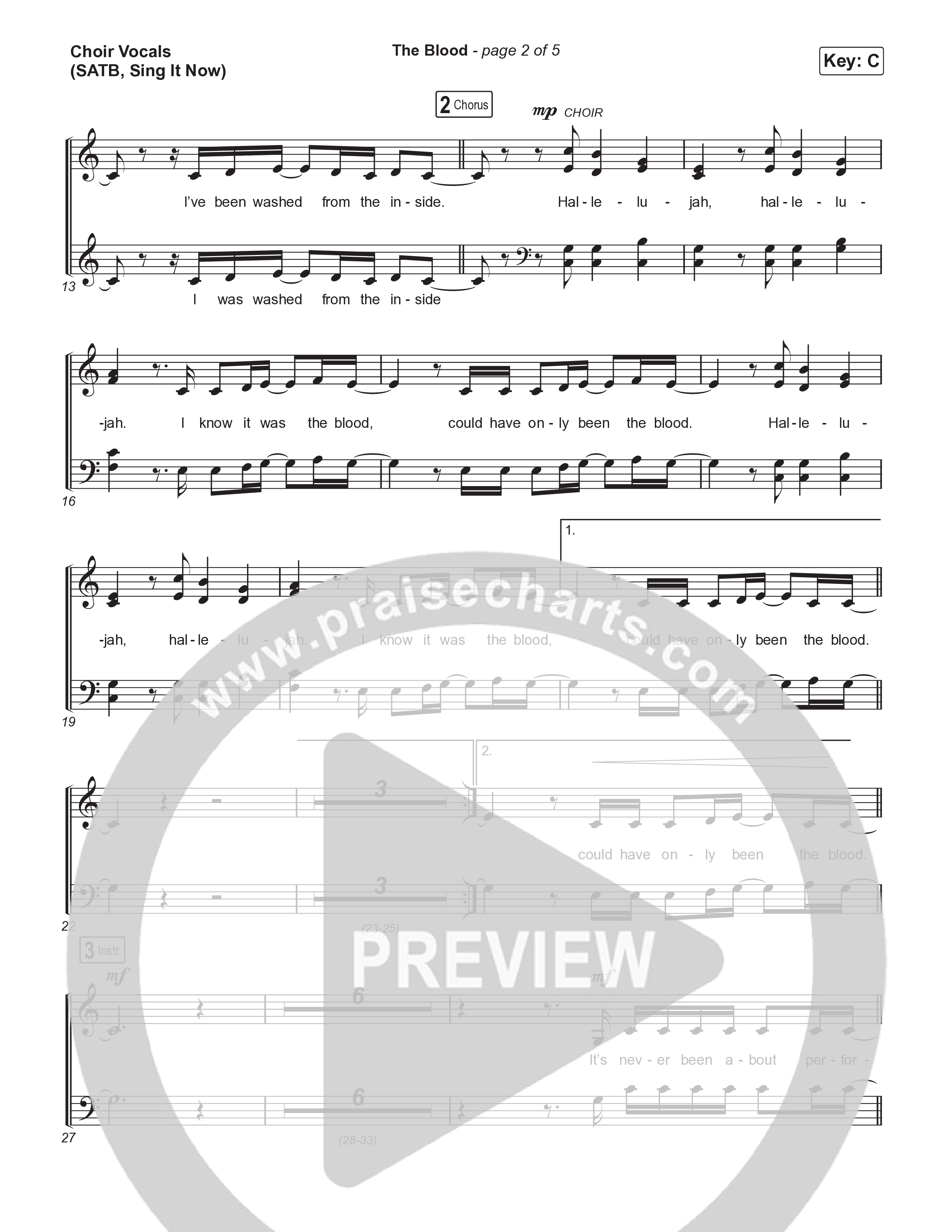 The Blood (Sing It Now) Choir Sheet (SATB) (Bethel Music / David Funk / Arr. Luke Gambill)