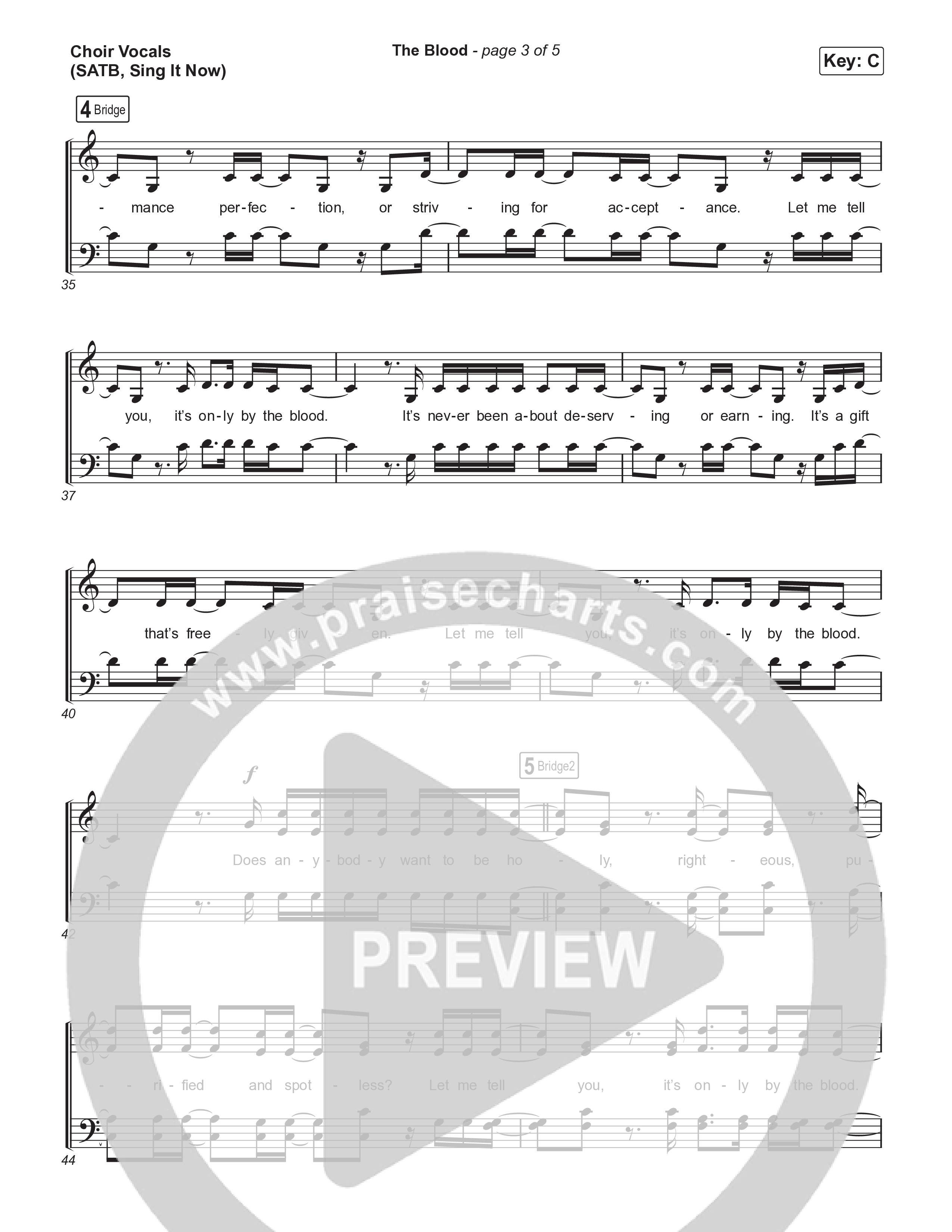 The Blood (Sing It Now) Choir Sheet (SATB) (Bethel Music / David Funk / Arr. Luke Gambill)