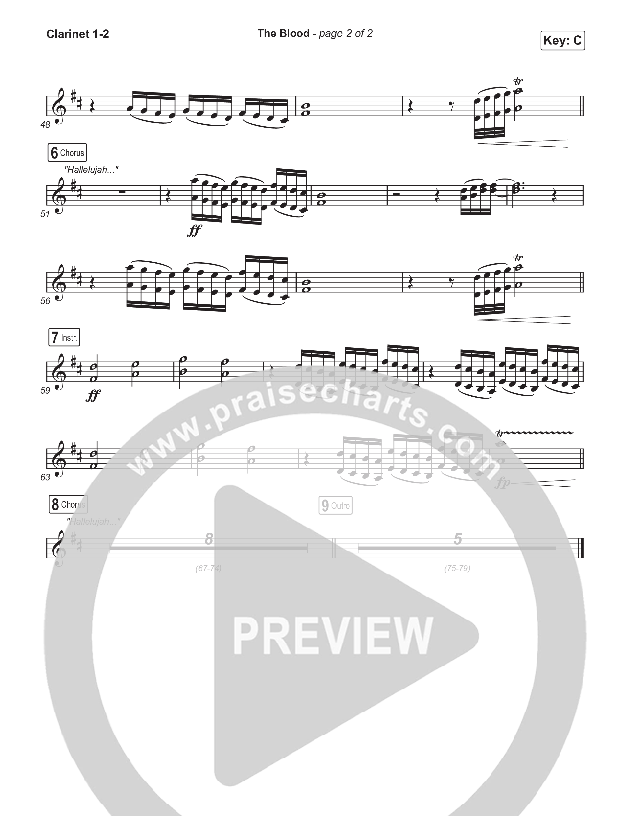 The Blood (Sing It Now) Clarinet 1/2 (Bethel Music / David Funk / Arr. Luke Gambill)