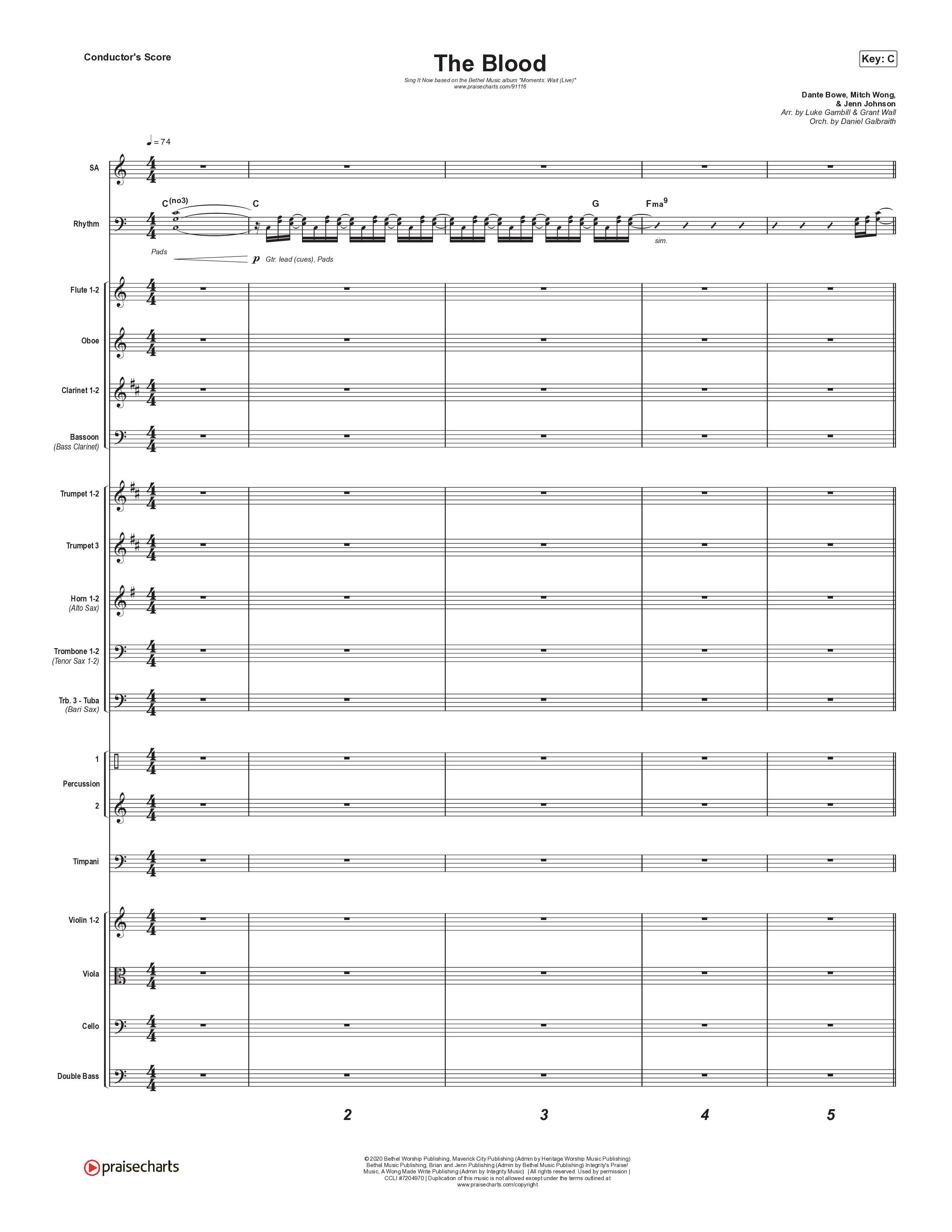 The Blood (Sing It Now) Conductor's Score (Bethel Music / David Funk / Arr. Luke Gambill)