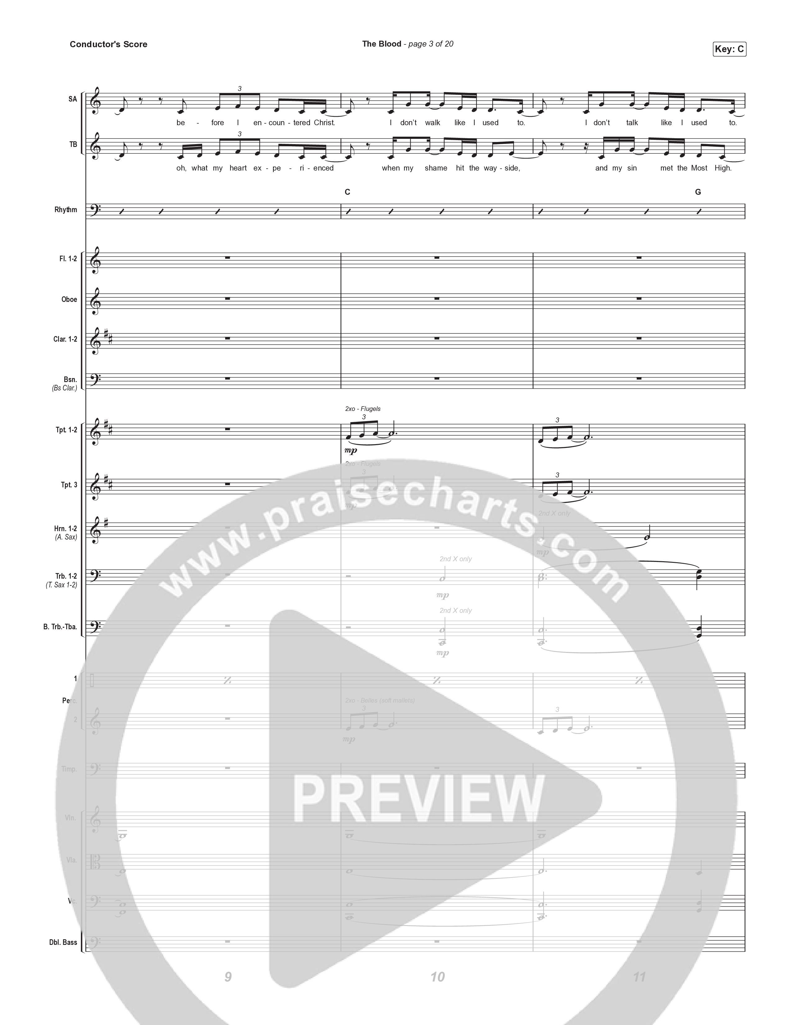 The Blood (Sing It Now) Conductor's Score (Bethel Music / David Funk / Arr. Luke Gambill)