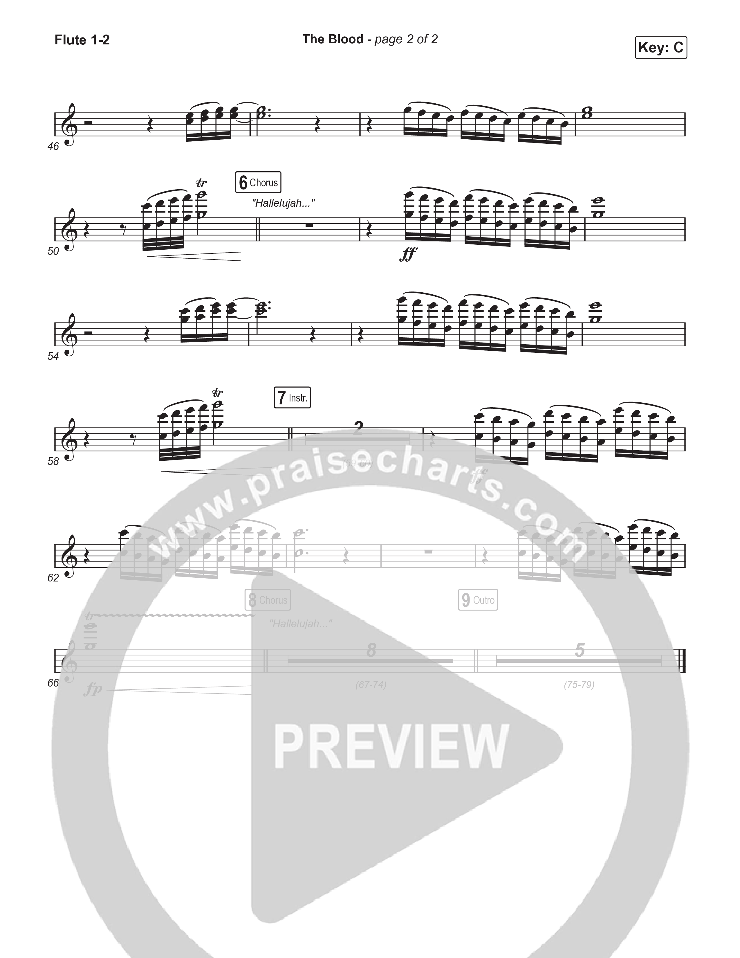 The Blood (Sing It Now) Flute 1/2 (Bethel Music / David Funk / Arr. Luke Gambill)