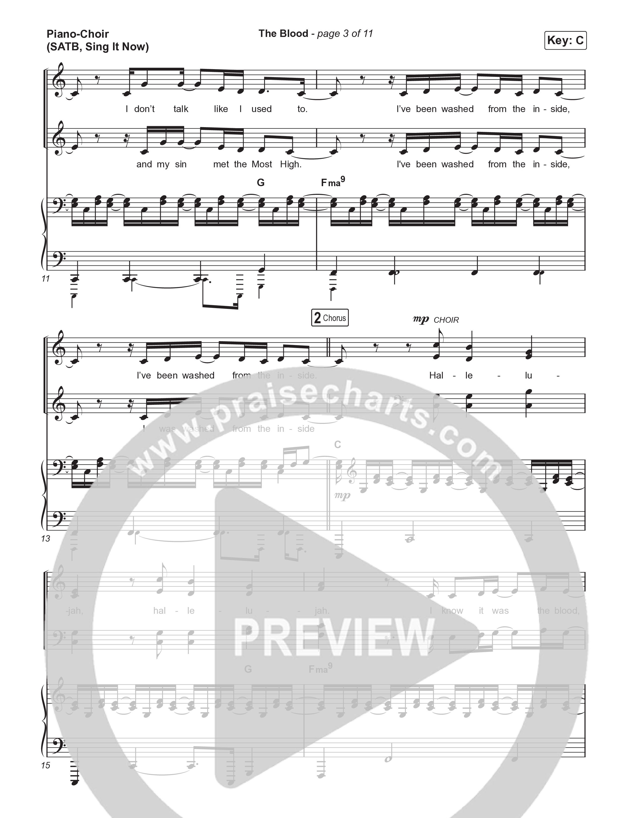The Blood (Sing It Now) Piano/Choir (SATB) (Bethel Music / David Funk / Arr. Luke Gambill)