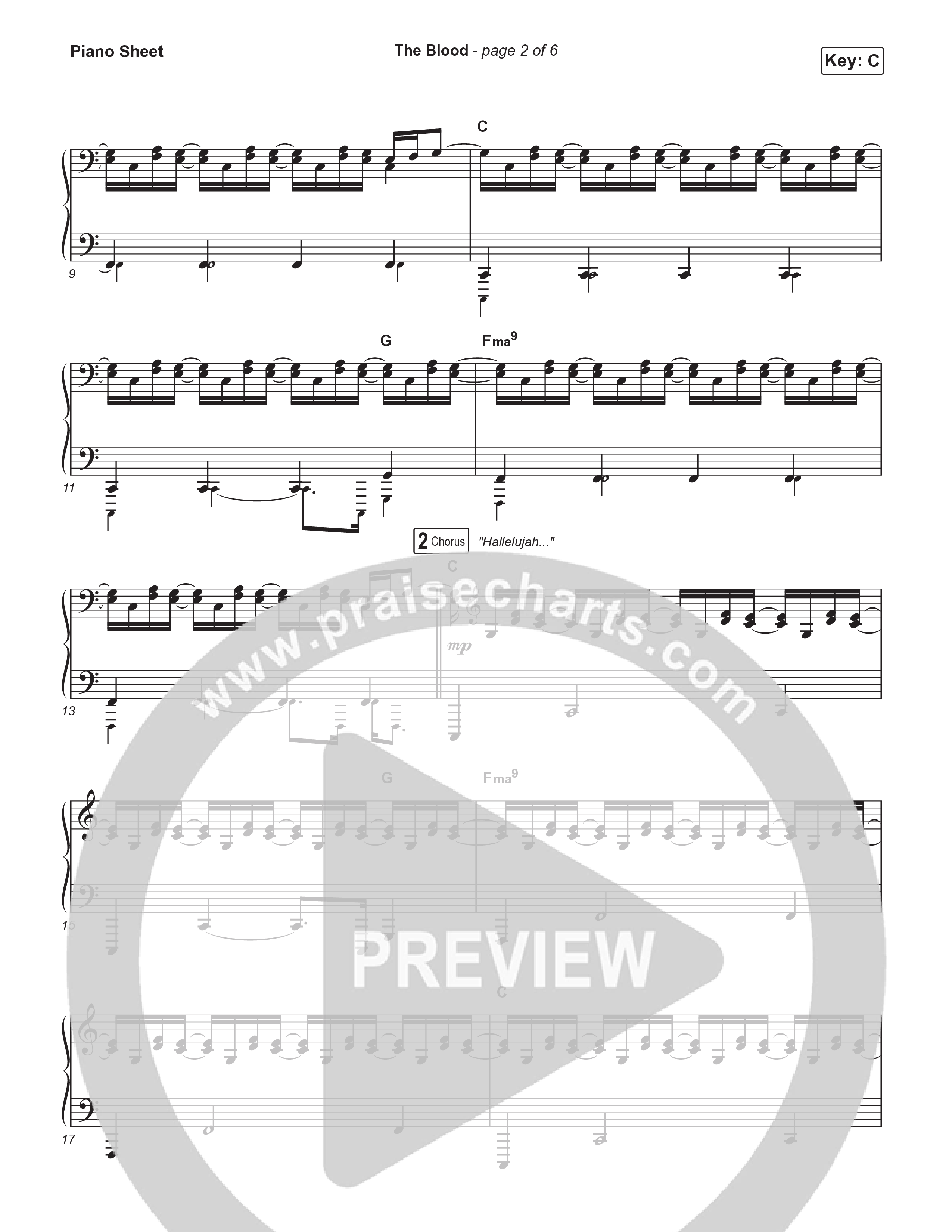 The Blood (Sing It Now) Piano Sheet (Bethel Music / David Funk / Arr. Luke Gambill)