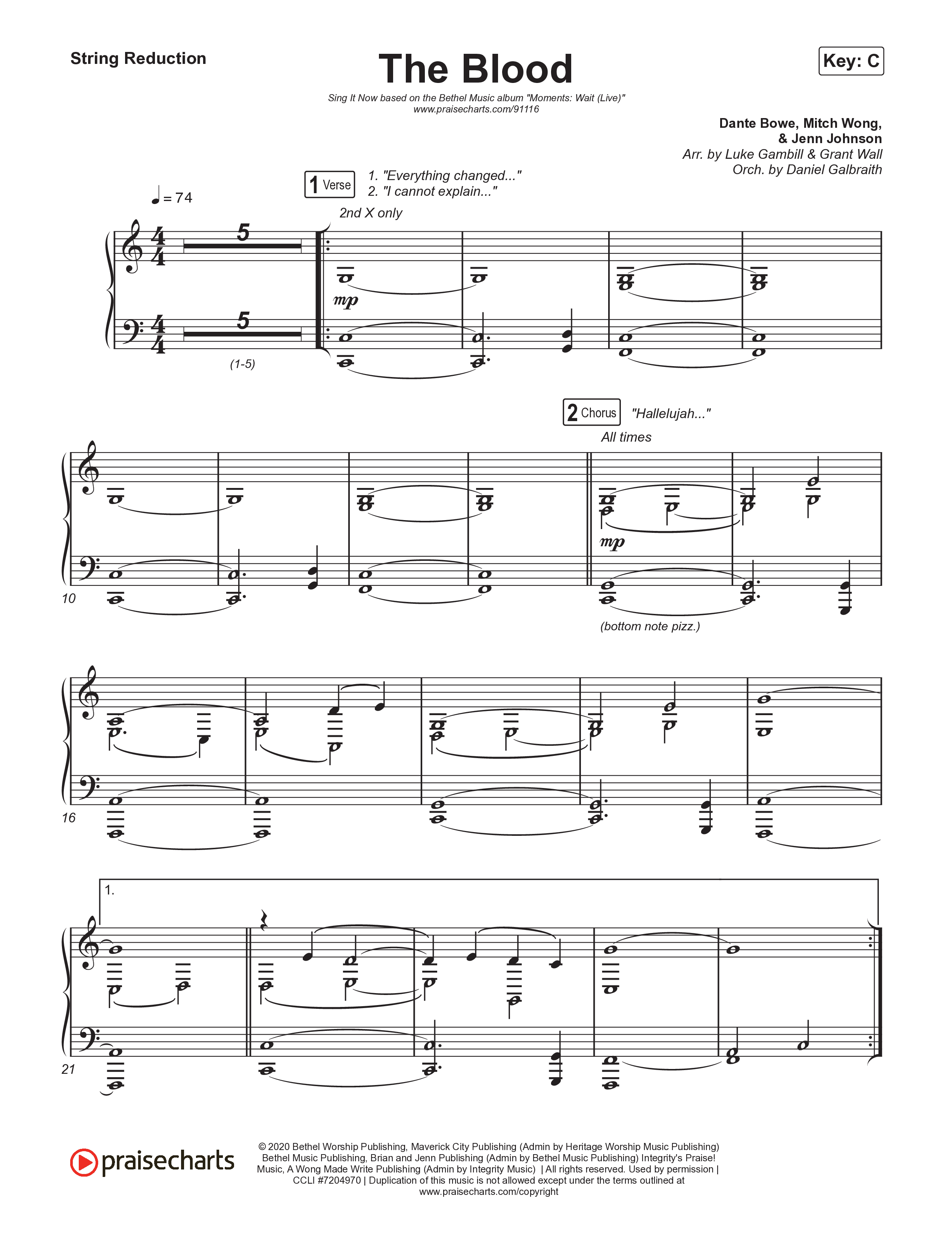 The Blood (Sing It Now) String Reduction (Bethel Music / David Funk / Arr. Luke Gambill)