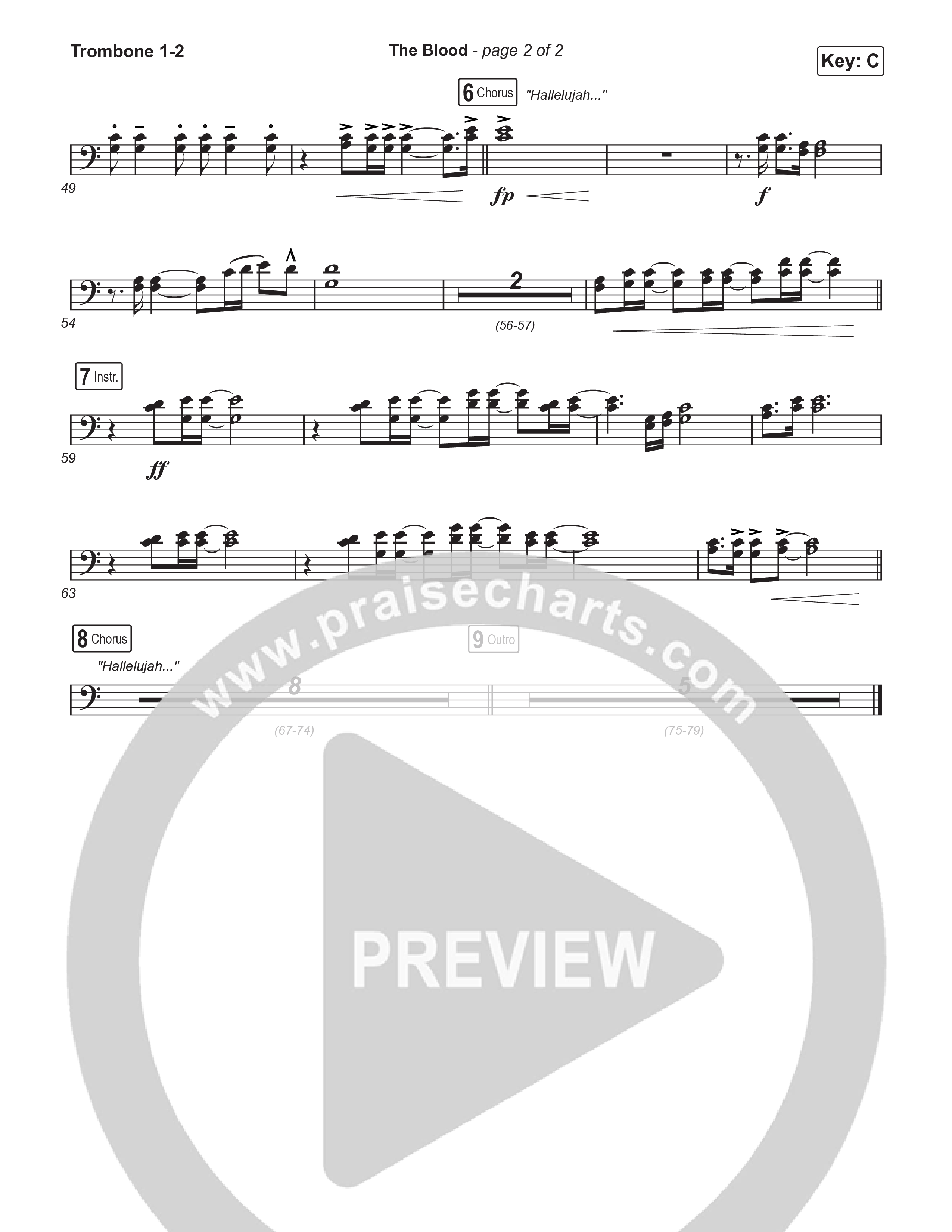 The Blood (Sing It Now) Trombone 1/2 (Bethel Music / David Funk / Arr. Luke Gambill)