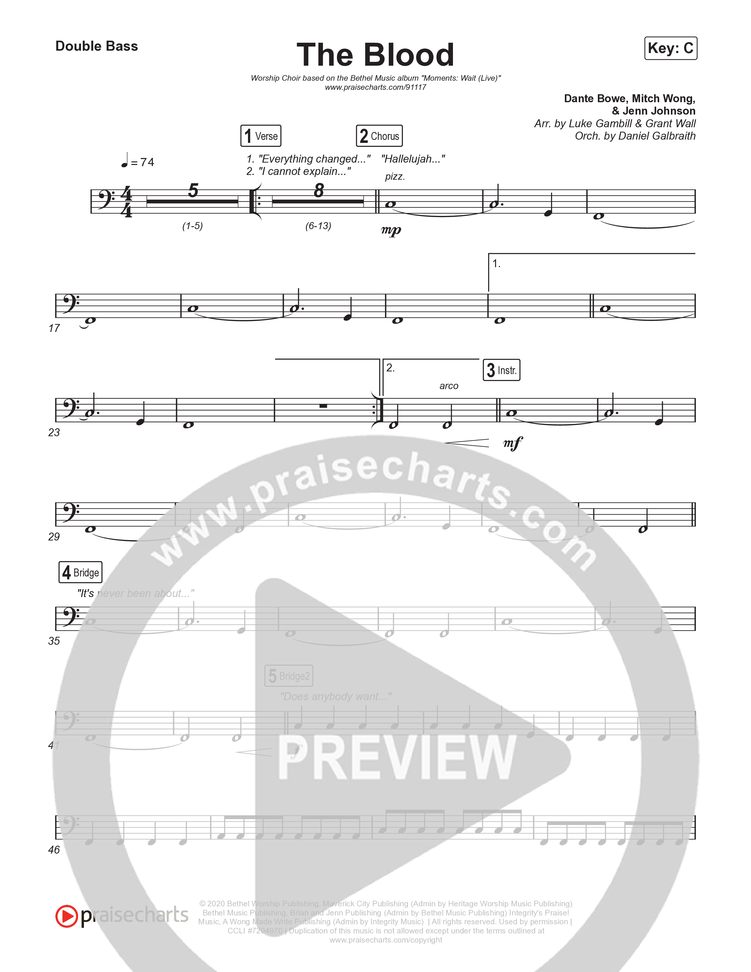 The Blood (Worship Choir/SAB) Double Bass (Bethel Music / David Funk / Arr. Luke Gambill)