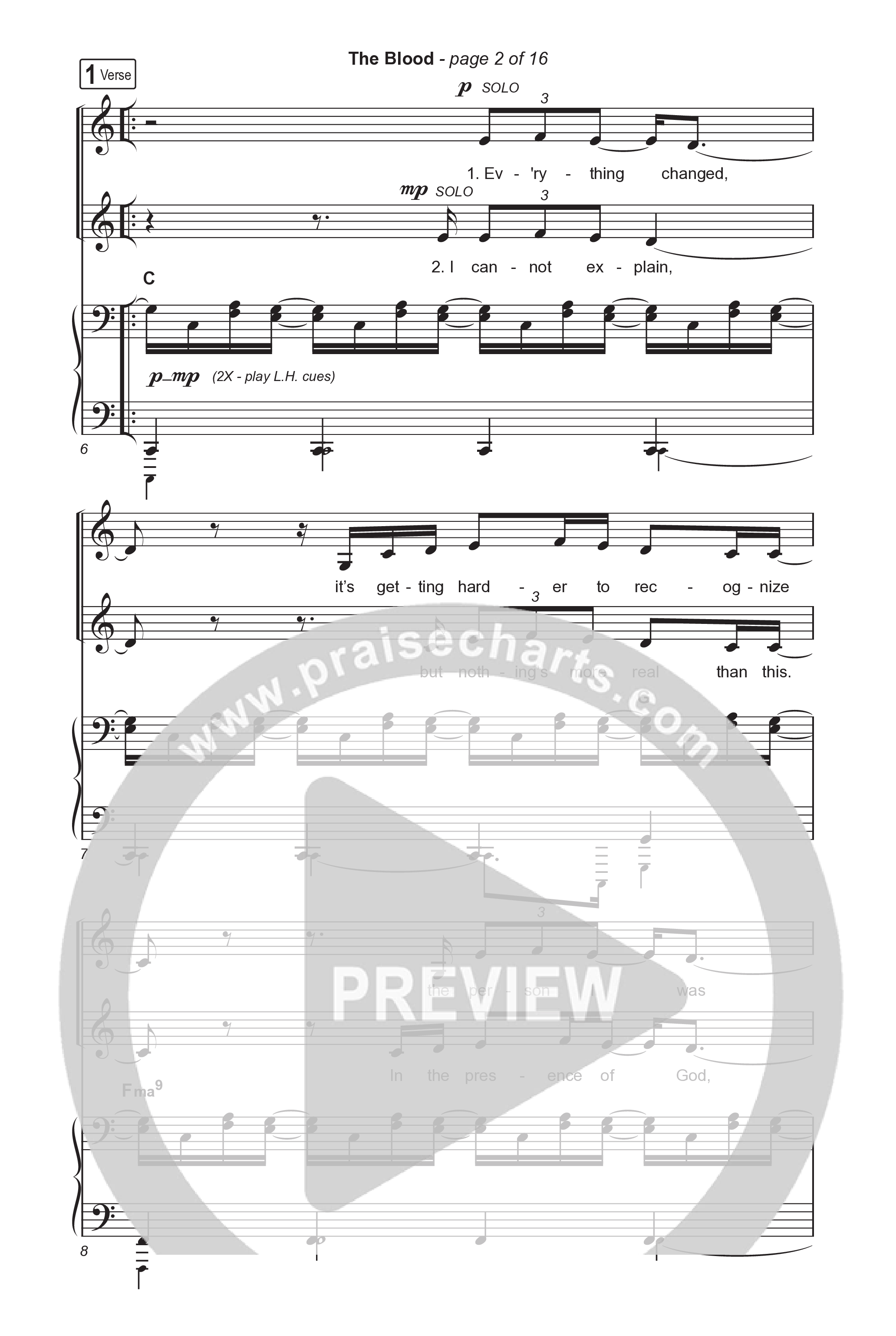 The Blood (Worship Choir/SAB) Octavo (SAB & Pno) (Bethel Music / David Funk / Arr. Luke Gambill)