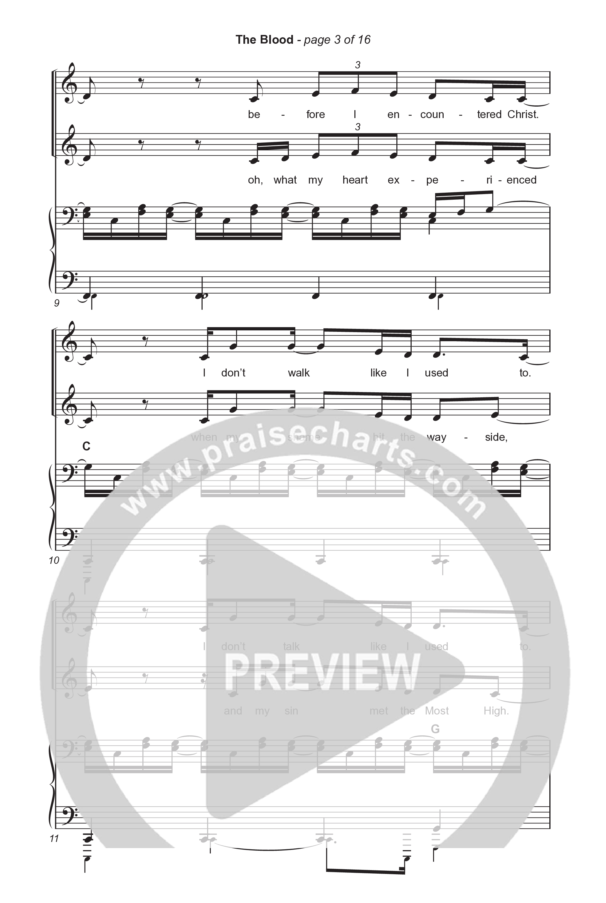 The Blood (Worship Choir/SAB) Octavo (SAB & Pno) (Bethel Music / David Funk / Arr. Luke Gambill)