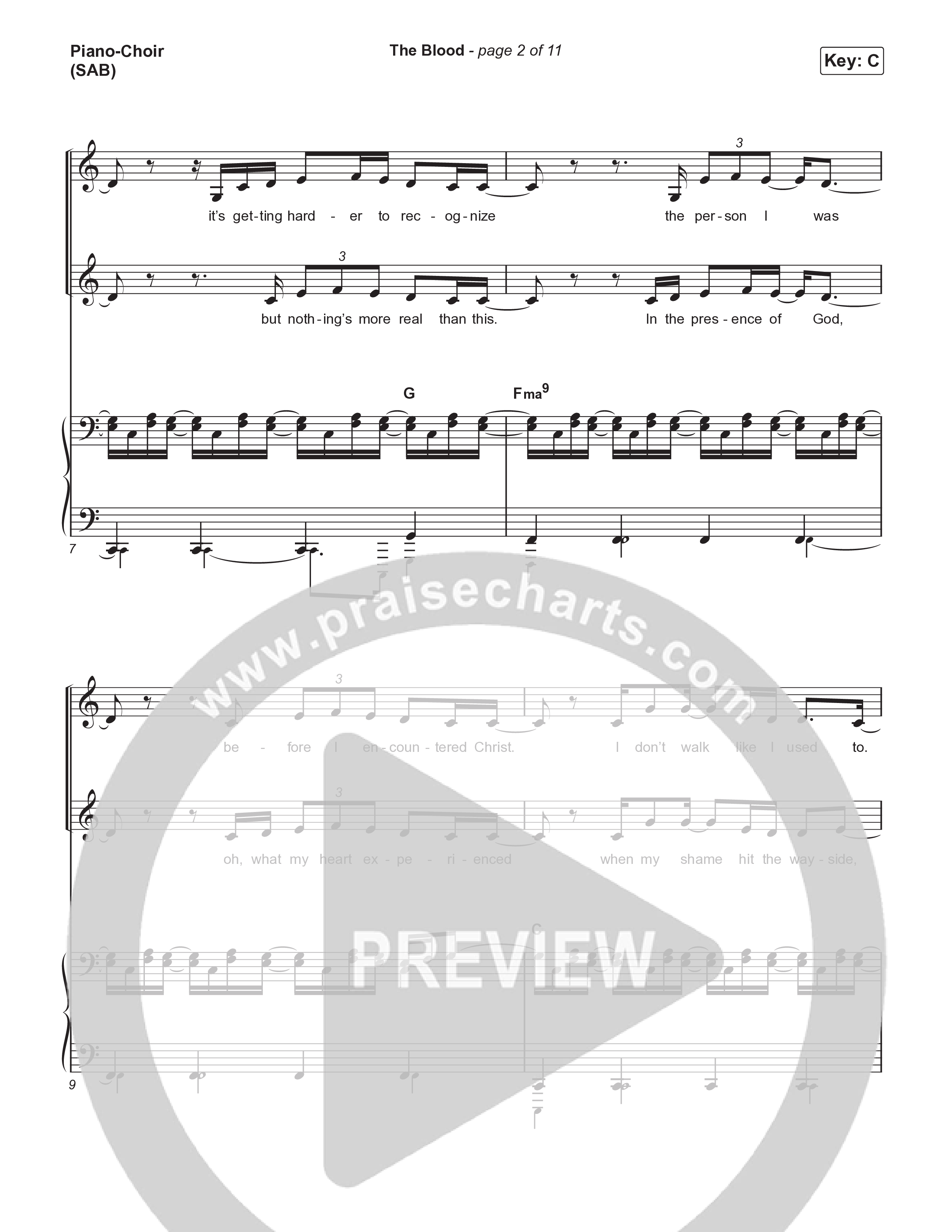 The Blood (Worship Choir/SAB) Piano/Choir (SAB) (Bethel Music / David Funk / Arr. Luke Gambill)