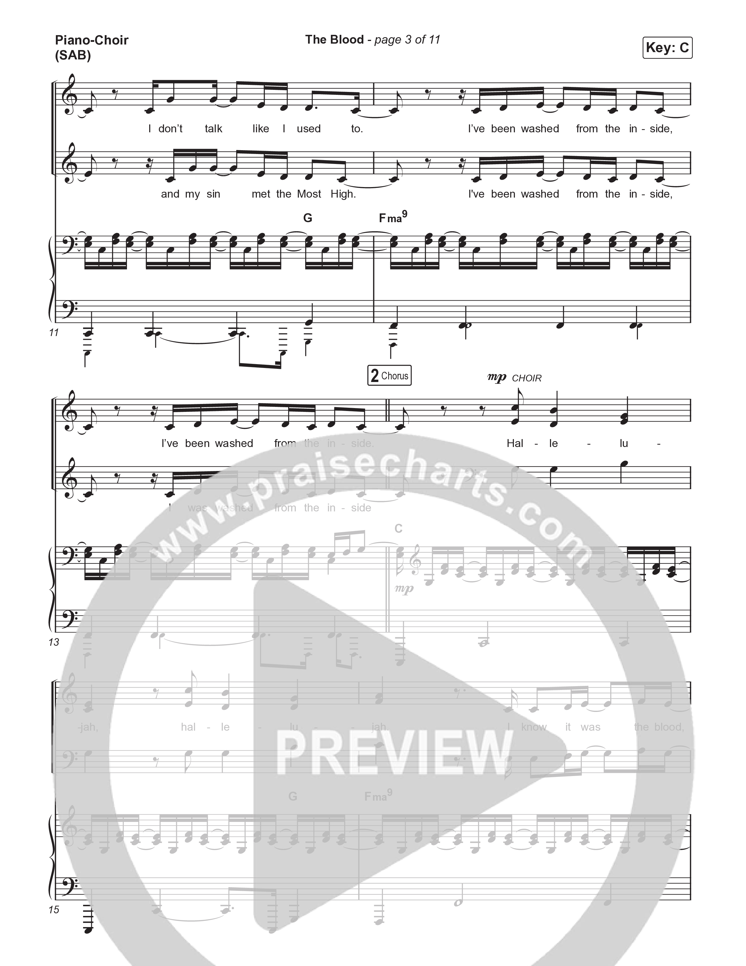 The Blood (Worship Choir/SAB) Piano/Choir (SAB) (Bethel Music / David Funk / Arr. Luke Gambill)