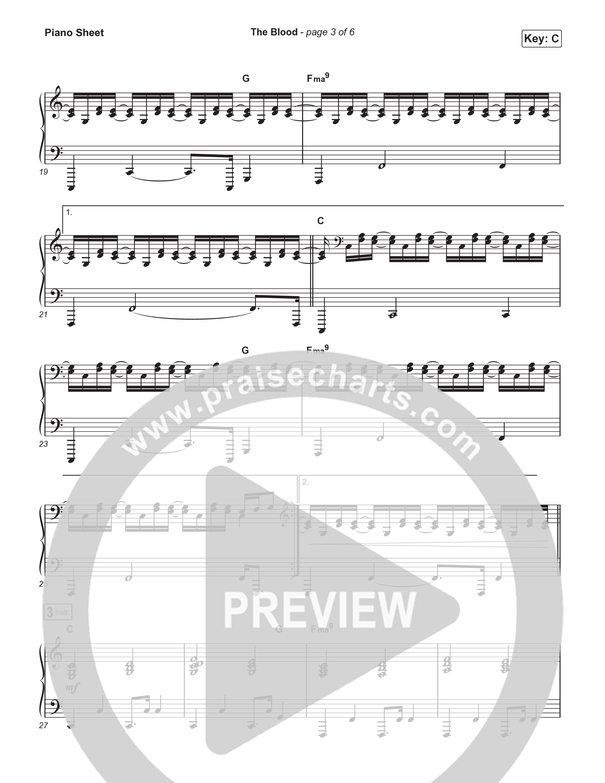 The Blood (Worship Choir/SAB) Piano Sheet (Bethel Music / David Funk / Arr. Luke Gambill)