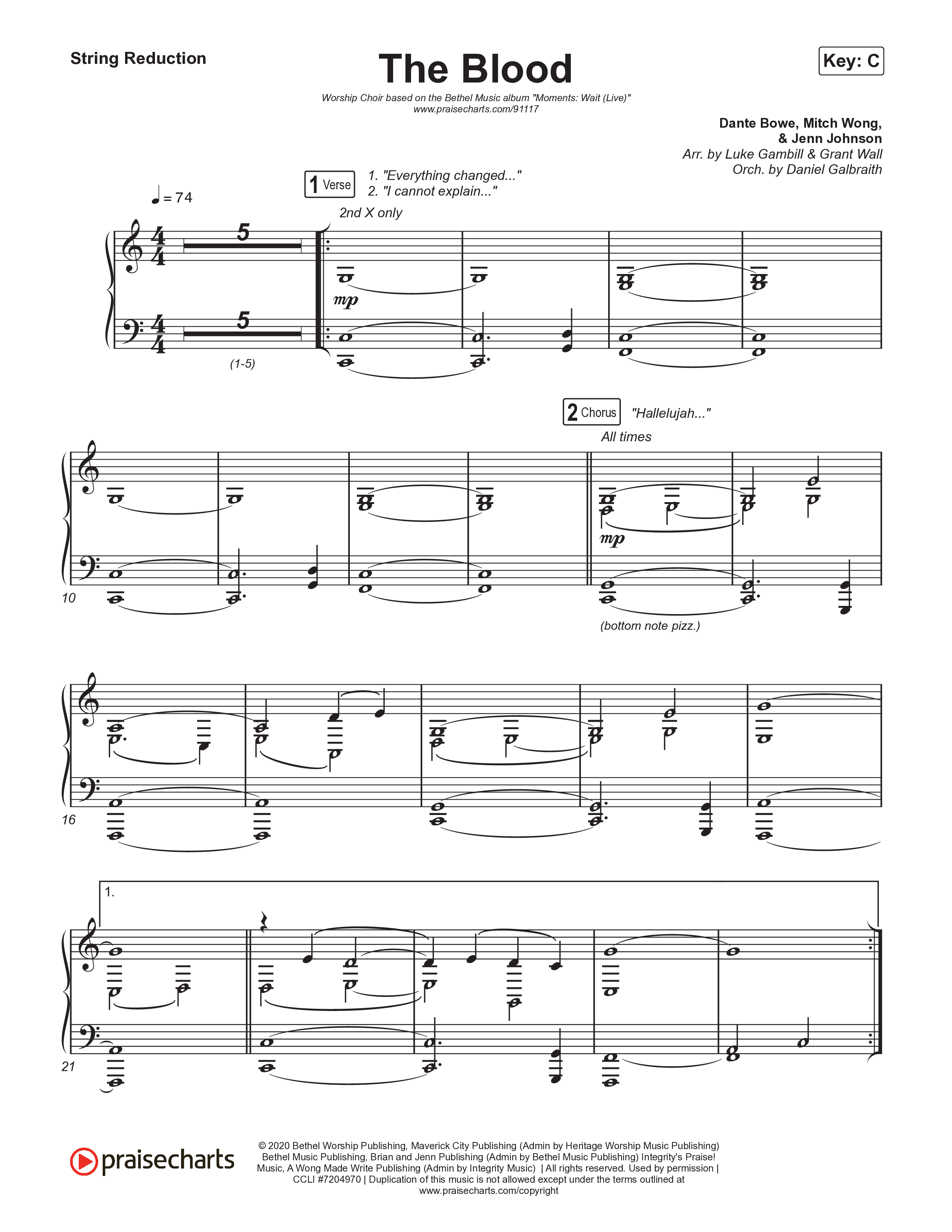 The Blood (Worship Choir/SAB) String Reduction (Bethel Music / David Funk / Arr. Luke Gambill)