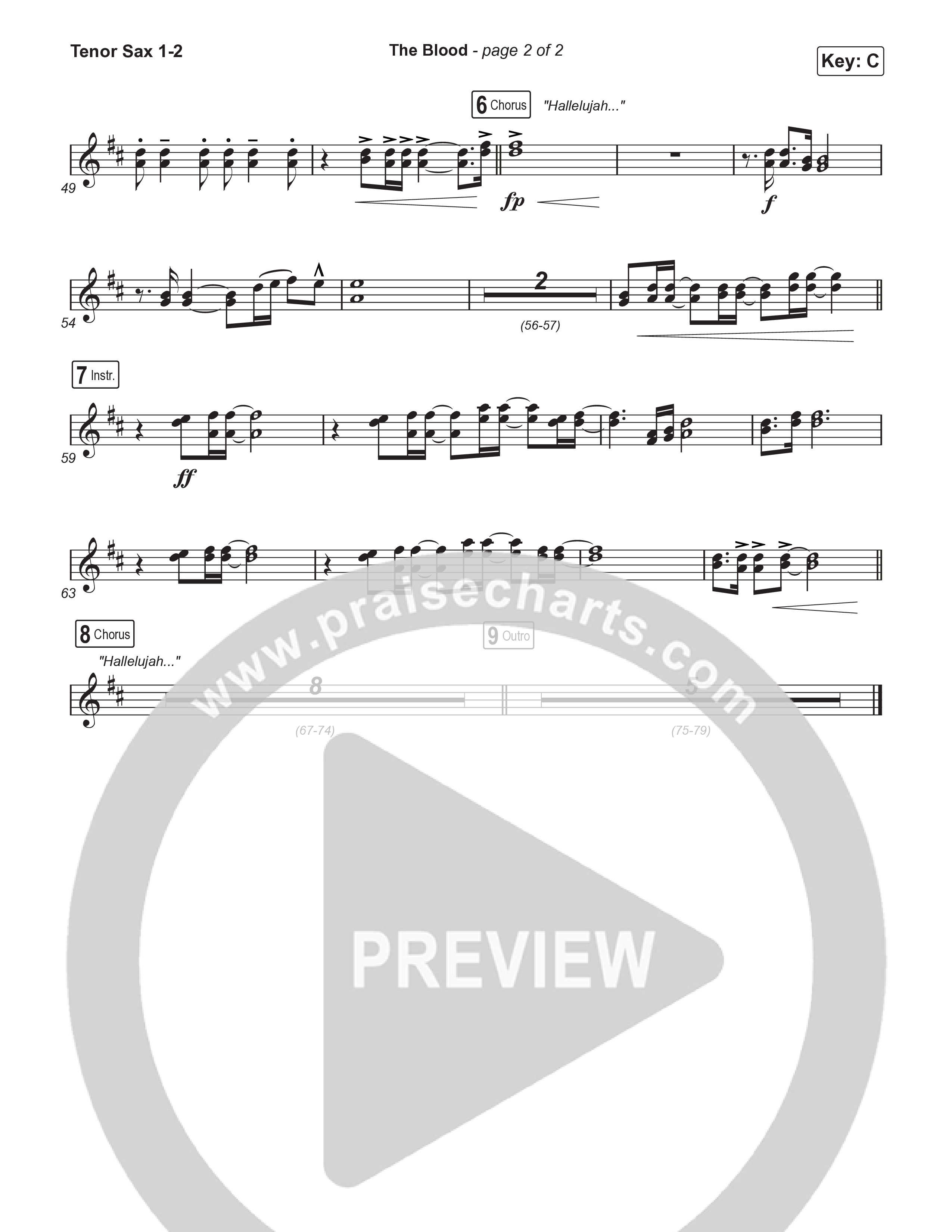 The Blood (Worship Choir/SAB) Tenor Sax 1/2 (Bethel Music / David Funk / Arr. Luke Gambill)