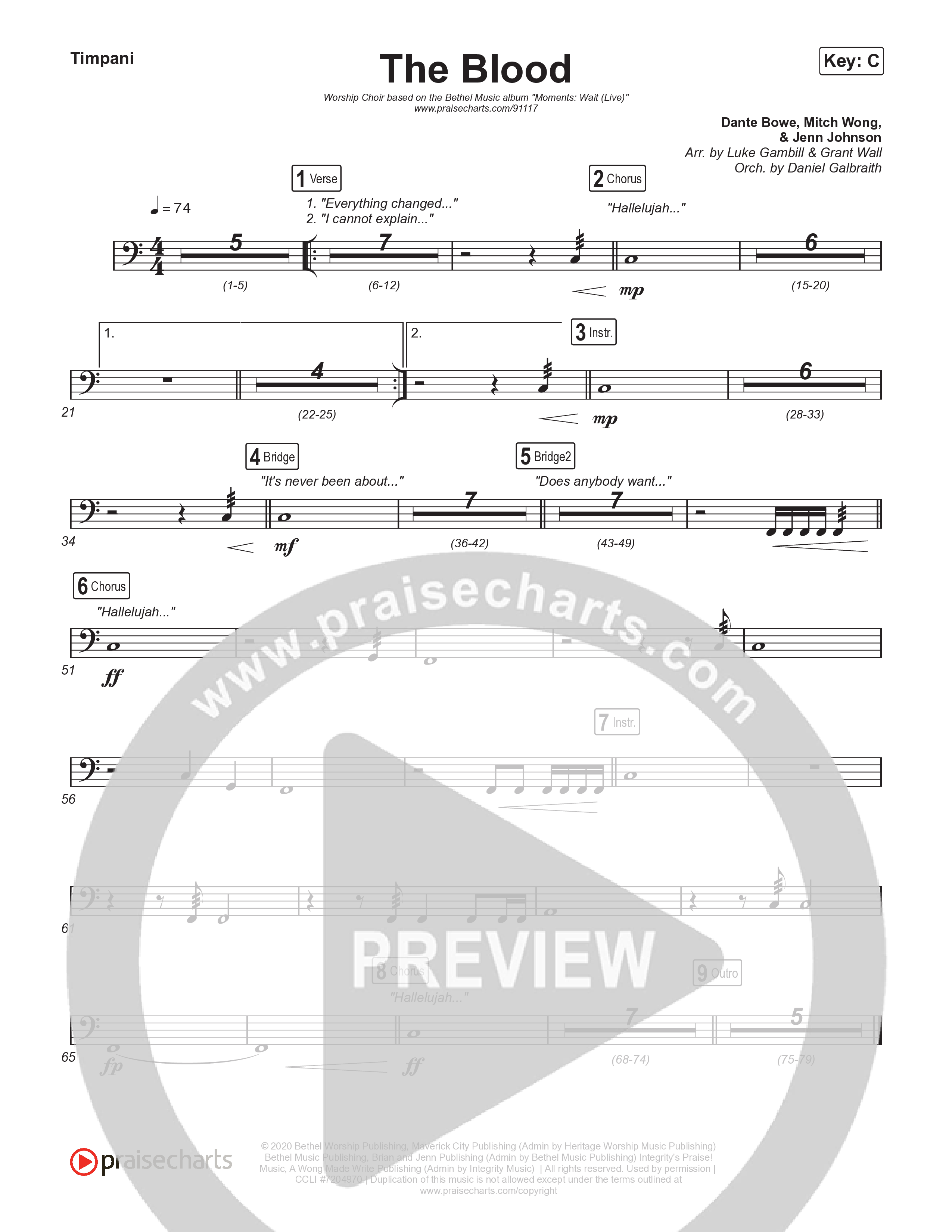 The Blood (Worship Choir/SAB) Timpani (Bethel Music / David Funk / Arr. Luke Gambill)