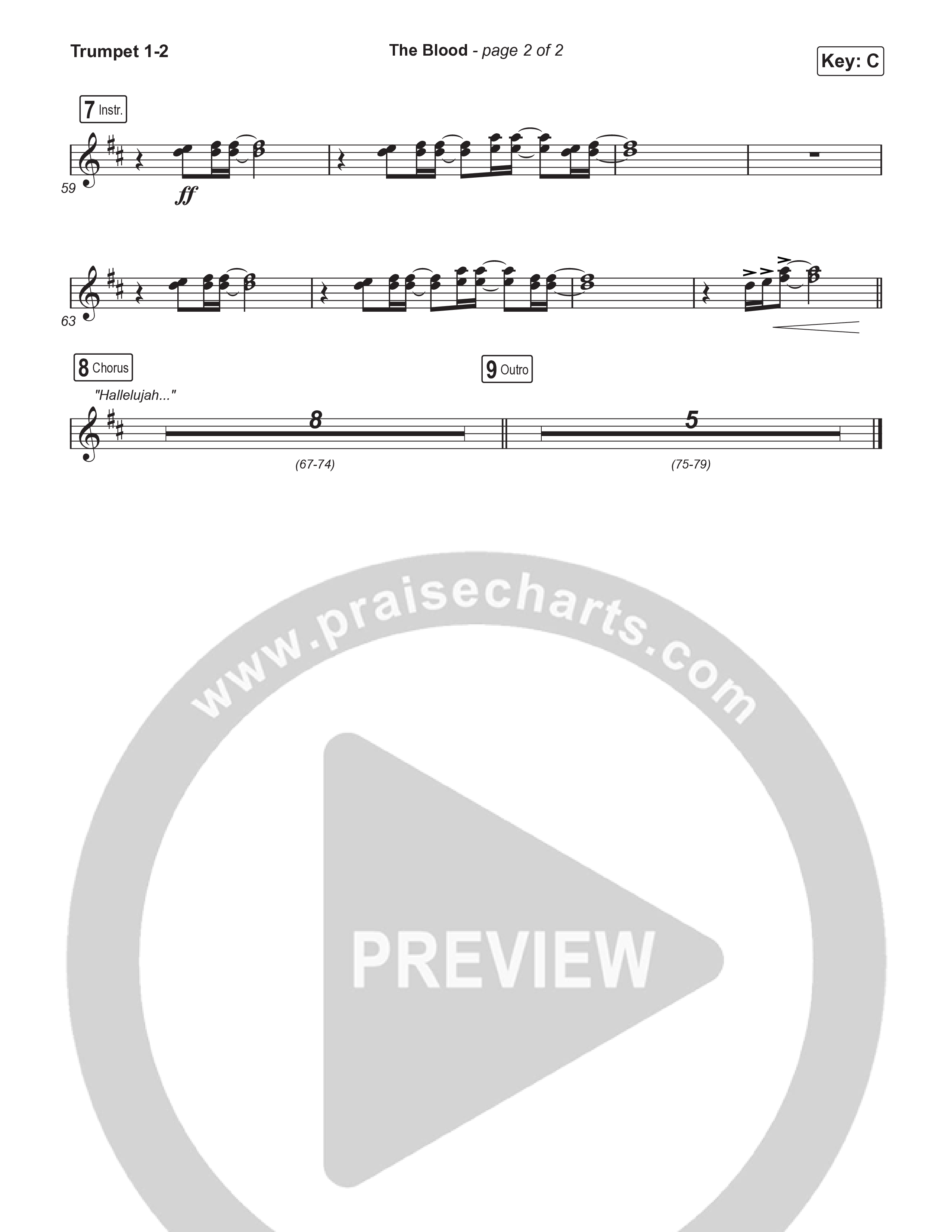 The Blood (Worship Choir/SAB) Trumpet 1,2 (Bethel Music / David Funk / Arr. Luke Gambill)