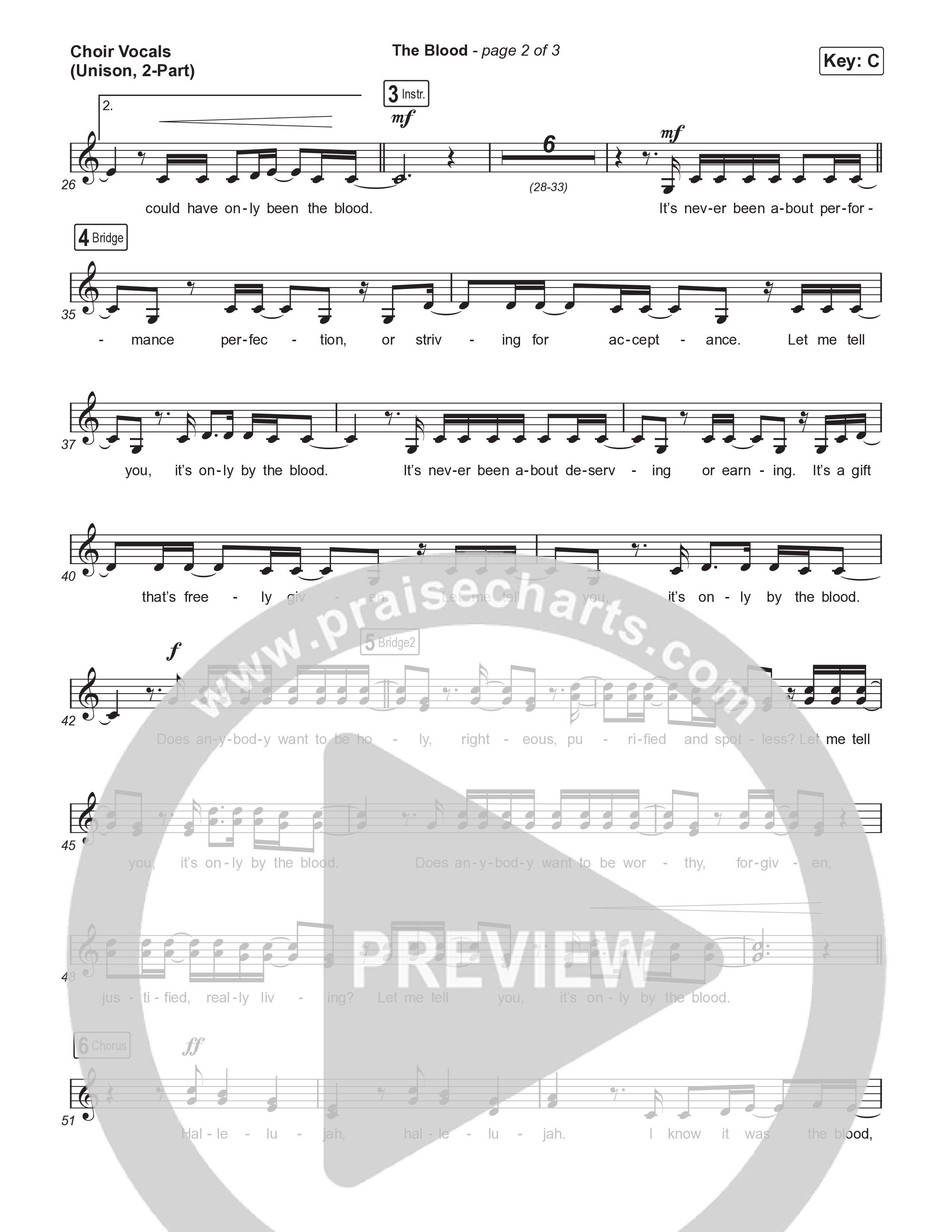 The Blood (Unison/2-Part) Choir Vocals (Uni/2-Part) (Bethel Music / David Funk / Arr. Luke Gambill)