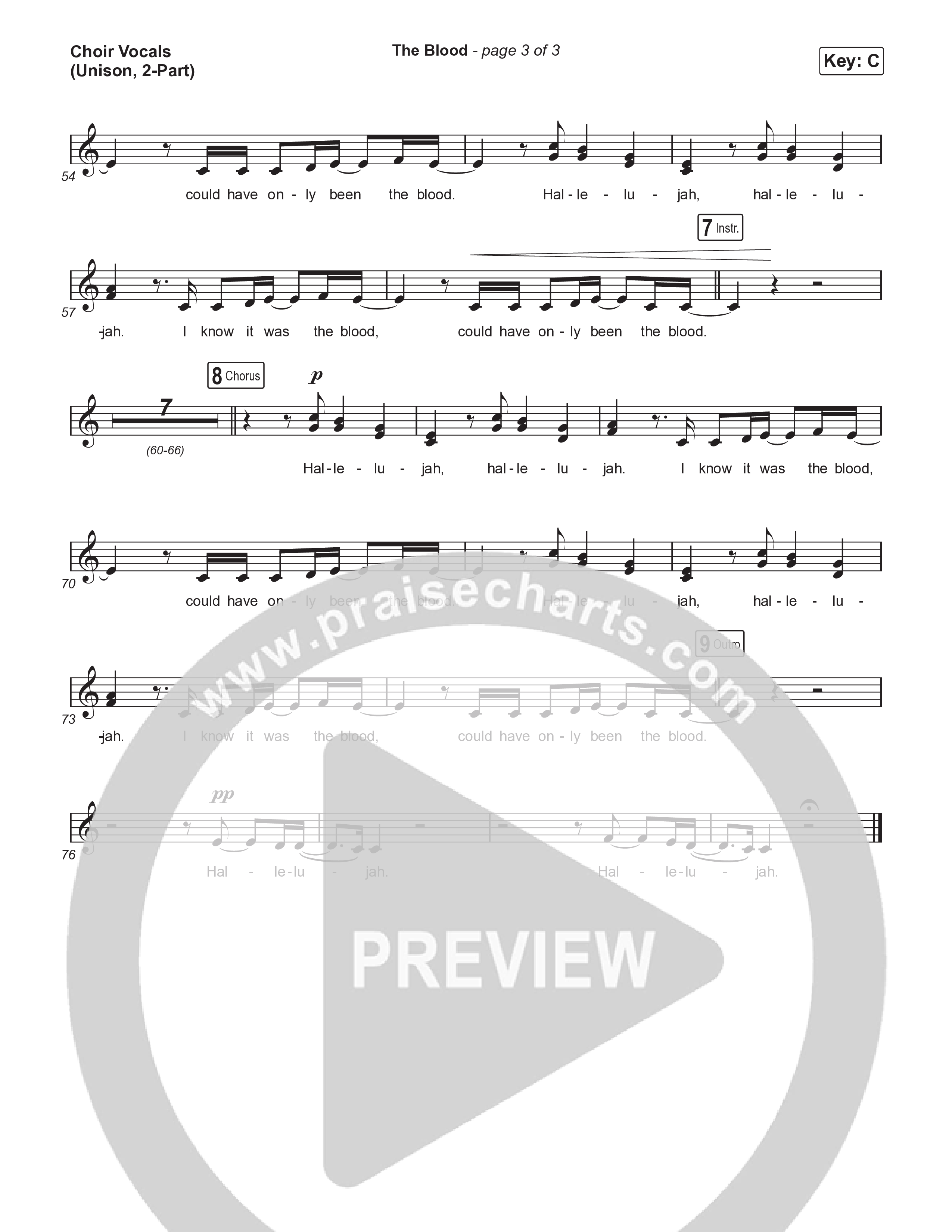 The Blood (Unison/2-Part) Choir Vocals (Uni/2-Part) (Bethel Music / David Funk / Arr. Luke Gambill)