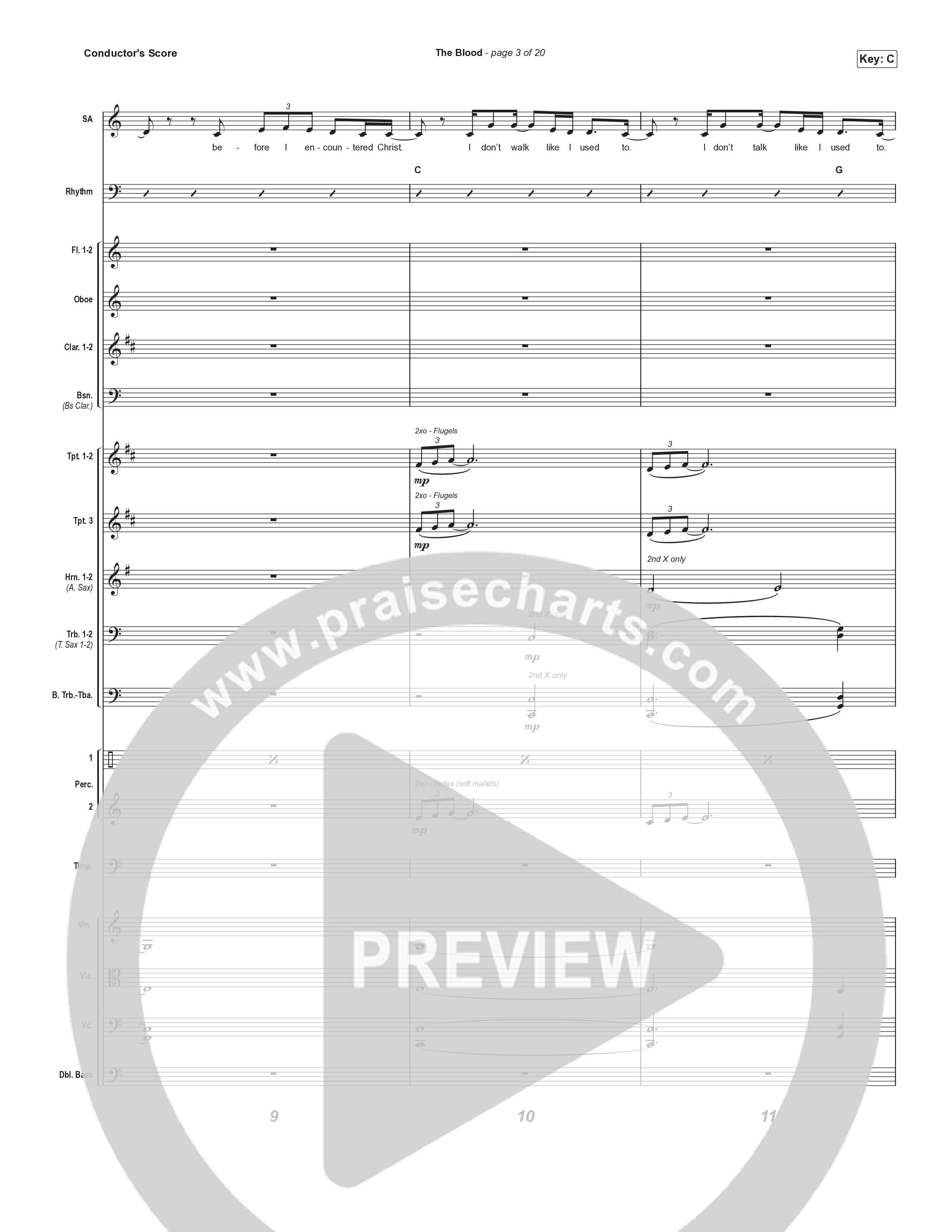 The Blood (Unison/2-Part) Conductor's Score (Bethel Music / David Funk / Arr. Luke Gambill)