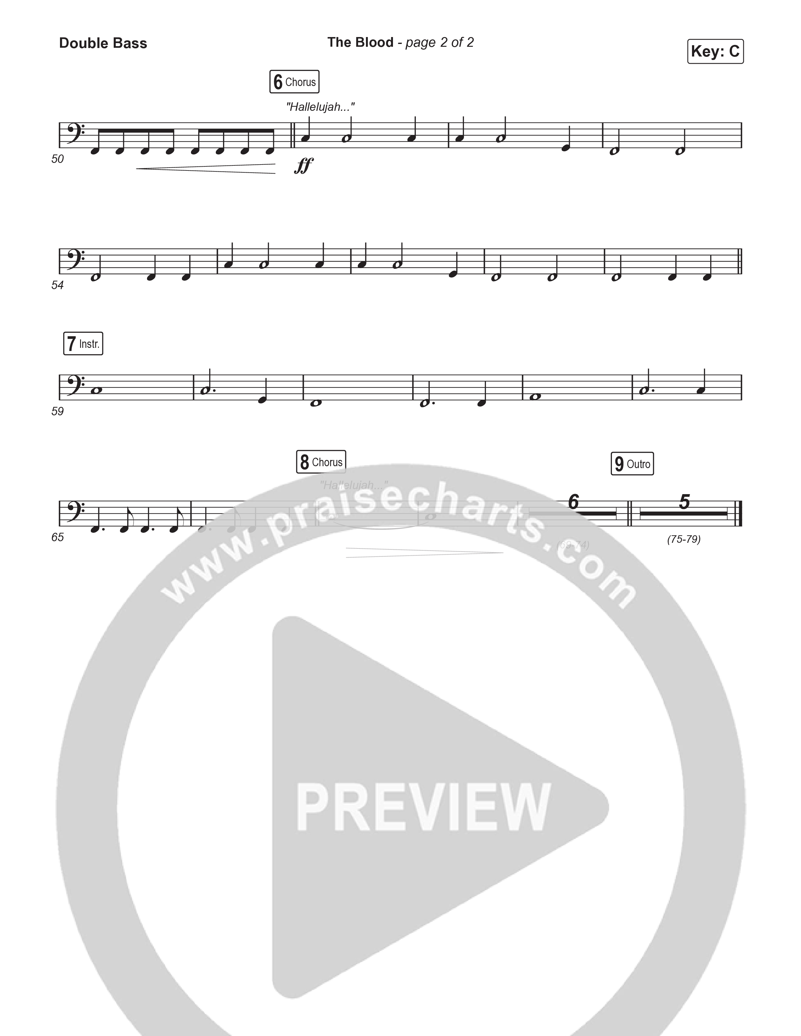 The Blood (Unison/2-Part) Double Bass (Bethel Music / David Funk / Arr. Luke Gambill)