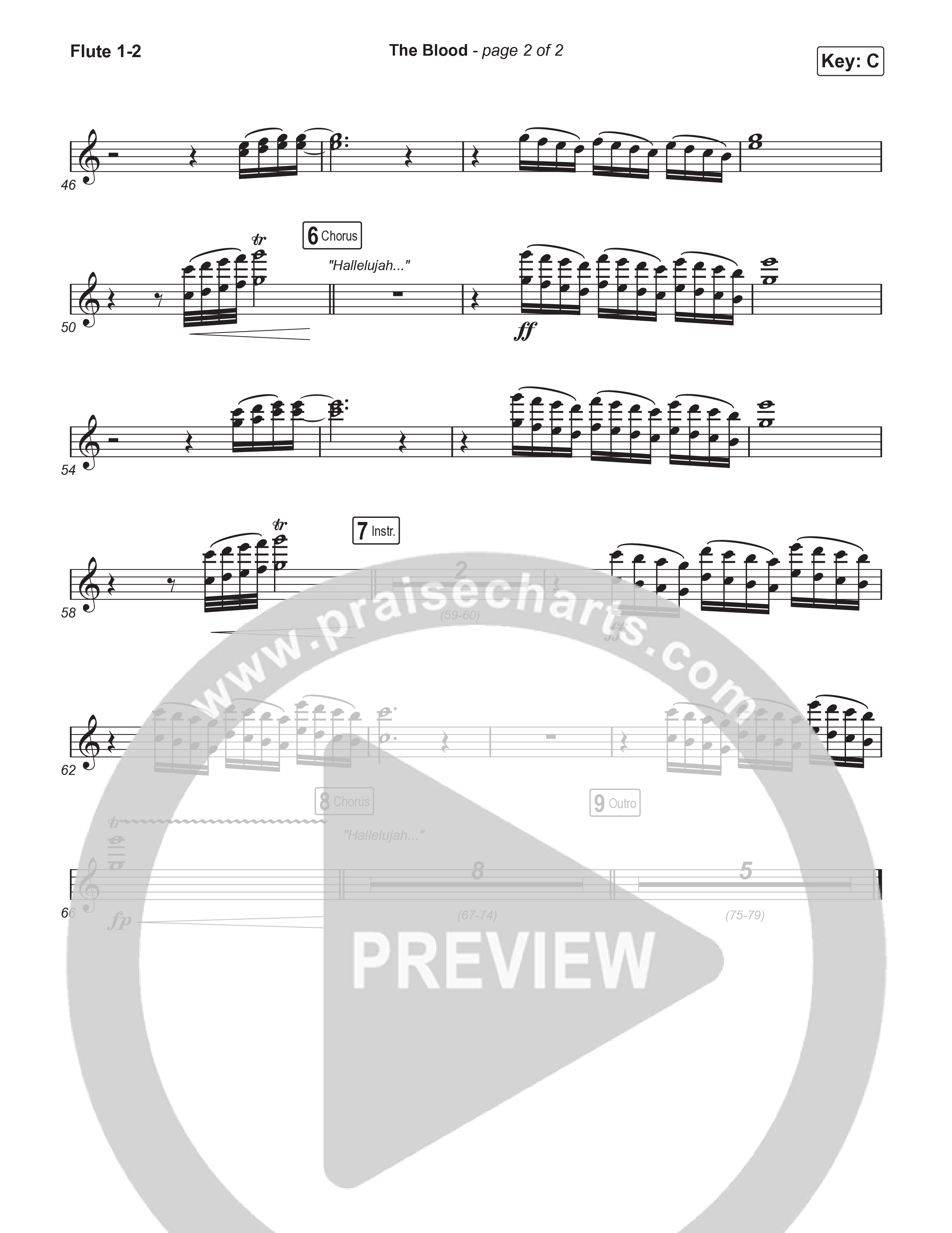 The Blood (Unison/2-Part) Flute 1/2 (Bethel Music / David Funk / Arr. Luke Gambill)