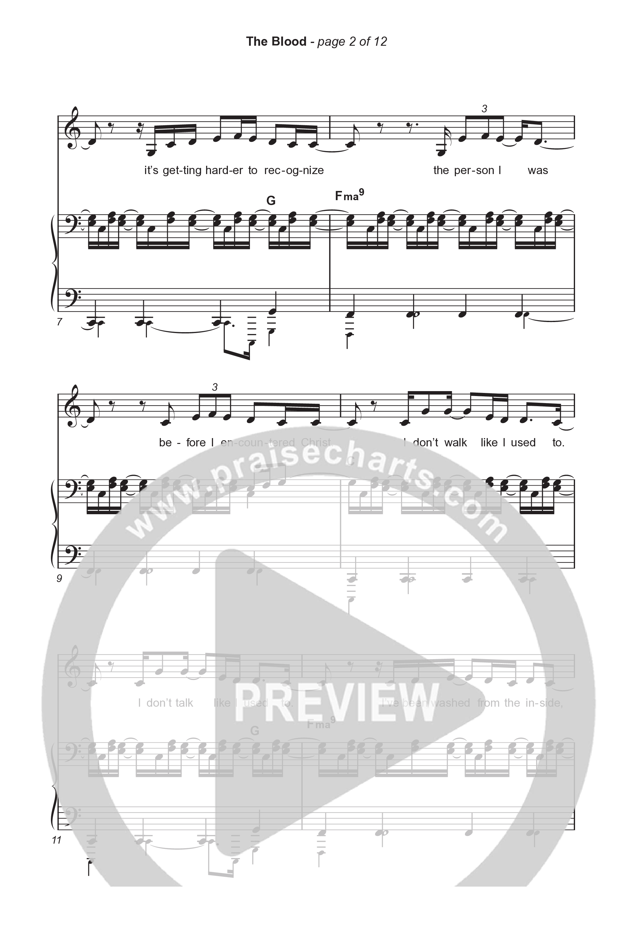 The Blood (Unison/2-Part) Octavo (Uni/2-Part & Pno) (Bethel Music / David Funk / Arr. Luke Gambill)