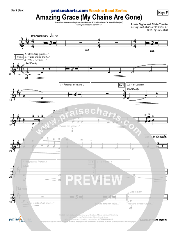 Amazing Grace (My Chains Are Gone) Bari Sax (Michael W. Smith)