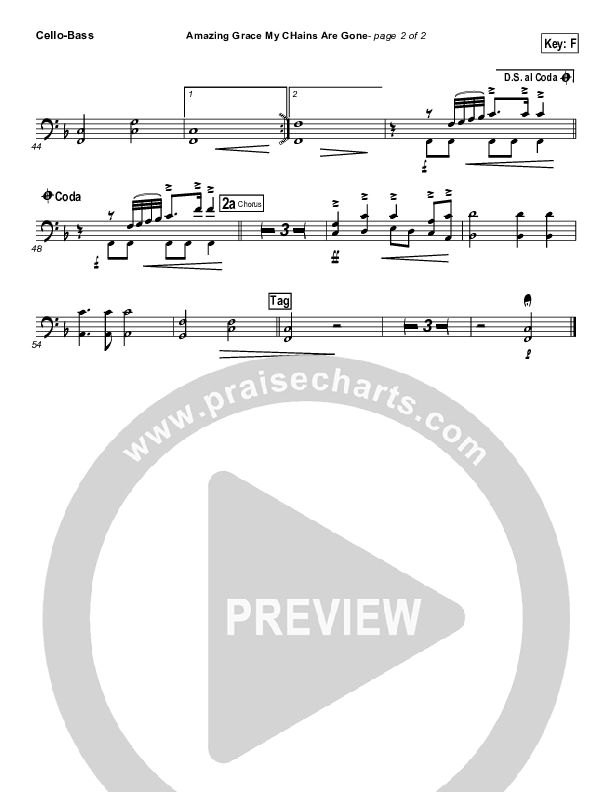 Amazing Grace (My Chains Are Gone) Cello/Bass (Michael W. Smith)