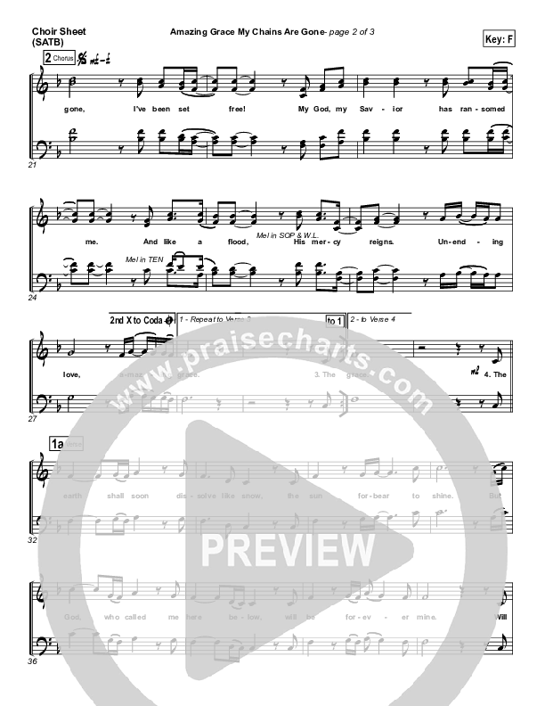 Amazing Grace (My Chains Are Gone) Choir Sheet (SATB) (Michael W. Smith)