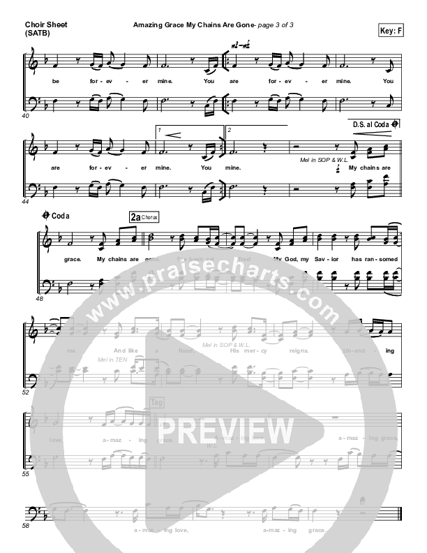 Amazing Grace (My Chains Are Gone) Choir Sheet (SATB) (Michael W. Smith)