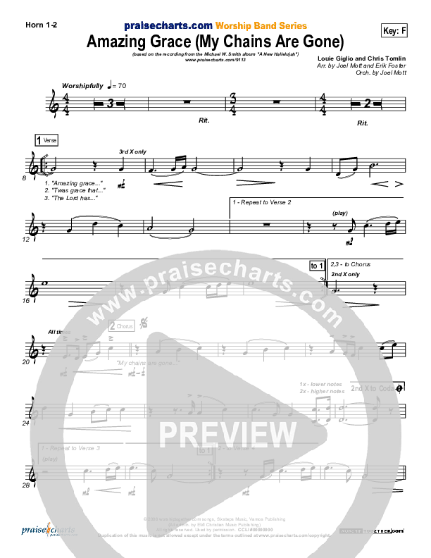 Amazing Grace (My Chains Are Gone) French Horn 1/2 (Michael W. Smith)